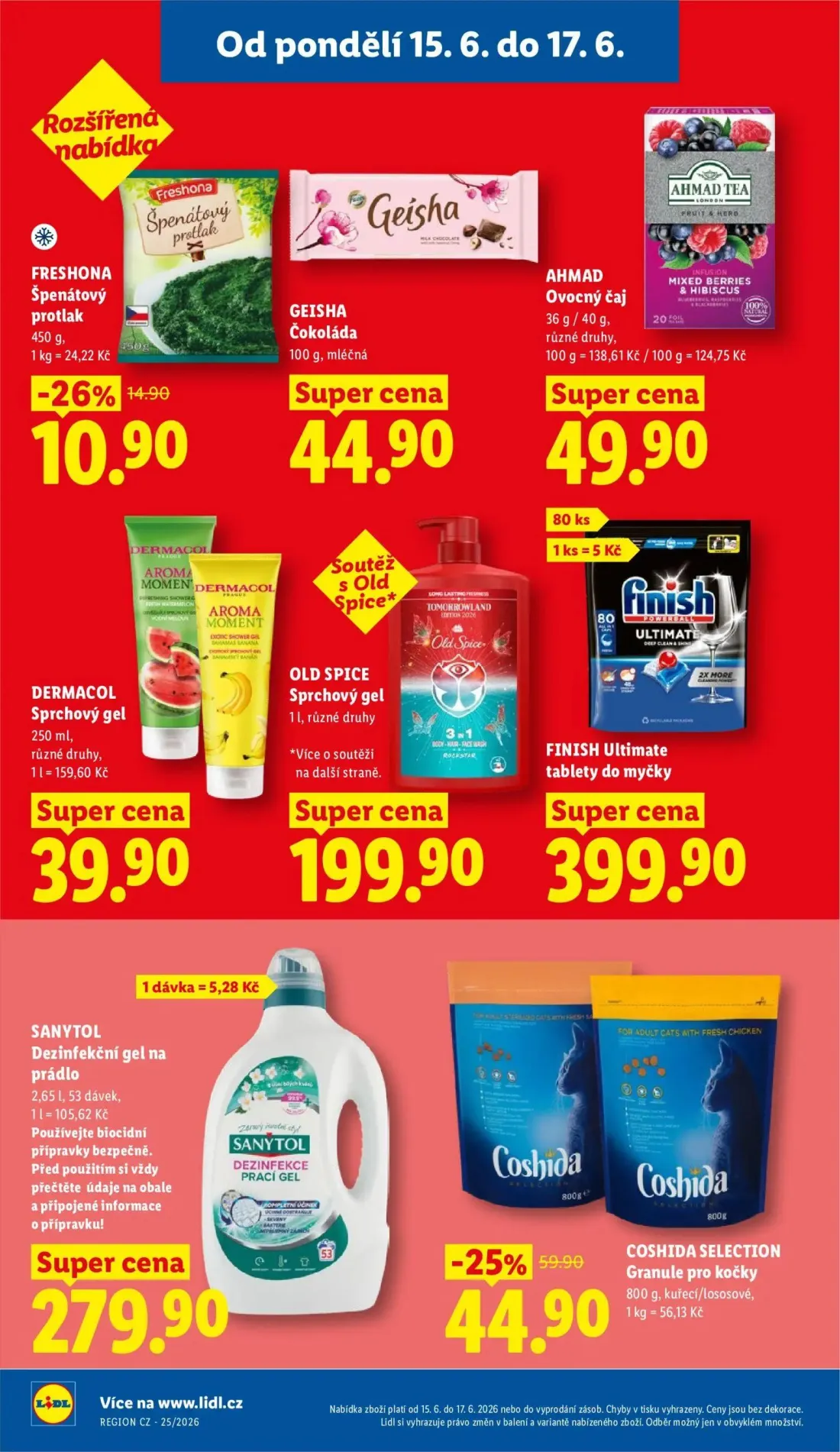 Lidl leták, strana 30 z 51 — COSHIDA SELECTION Granule pro kočky, OLD SPICE Sprchový gel