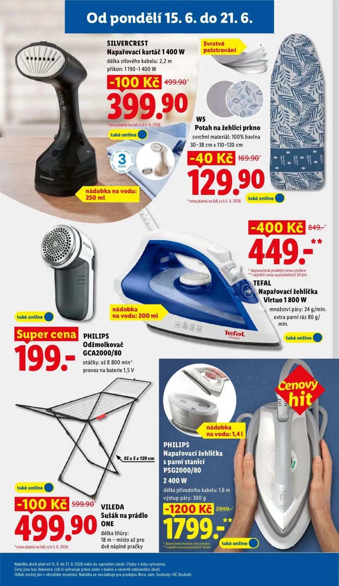 Lidl leták, strana 37 z 51 — PHILIPS Napařovací žehlička s parní stanicí PSG2000/80, TEFAL Napařovací žehlička Virtuo 1800 W…