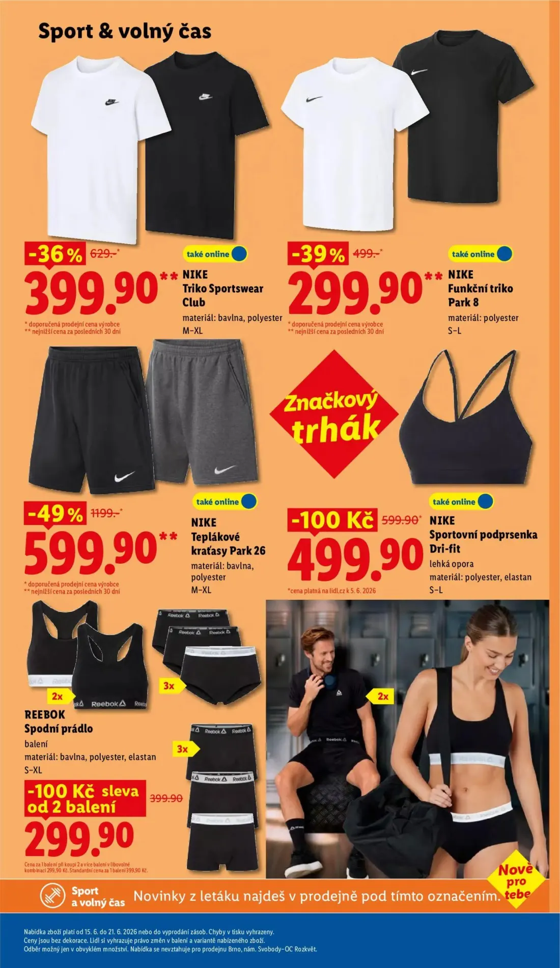 Lidl leták, strana 39 z 51 — NIKE Teplákové kraťasy Park 26, NIKE Triko Sportswear Club, NIKE Funkční triko Park 8