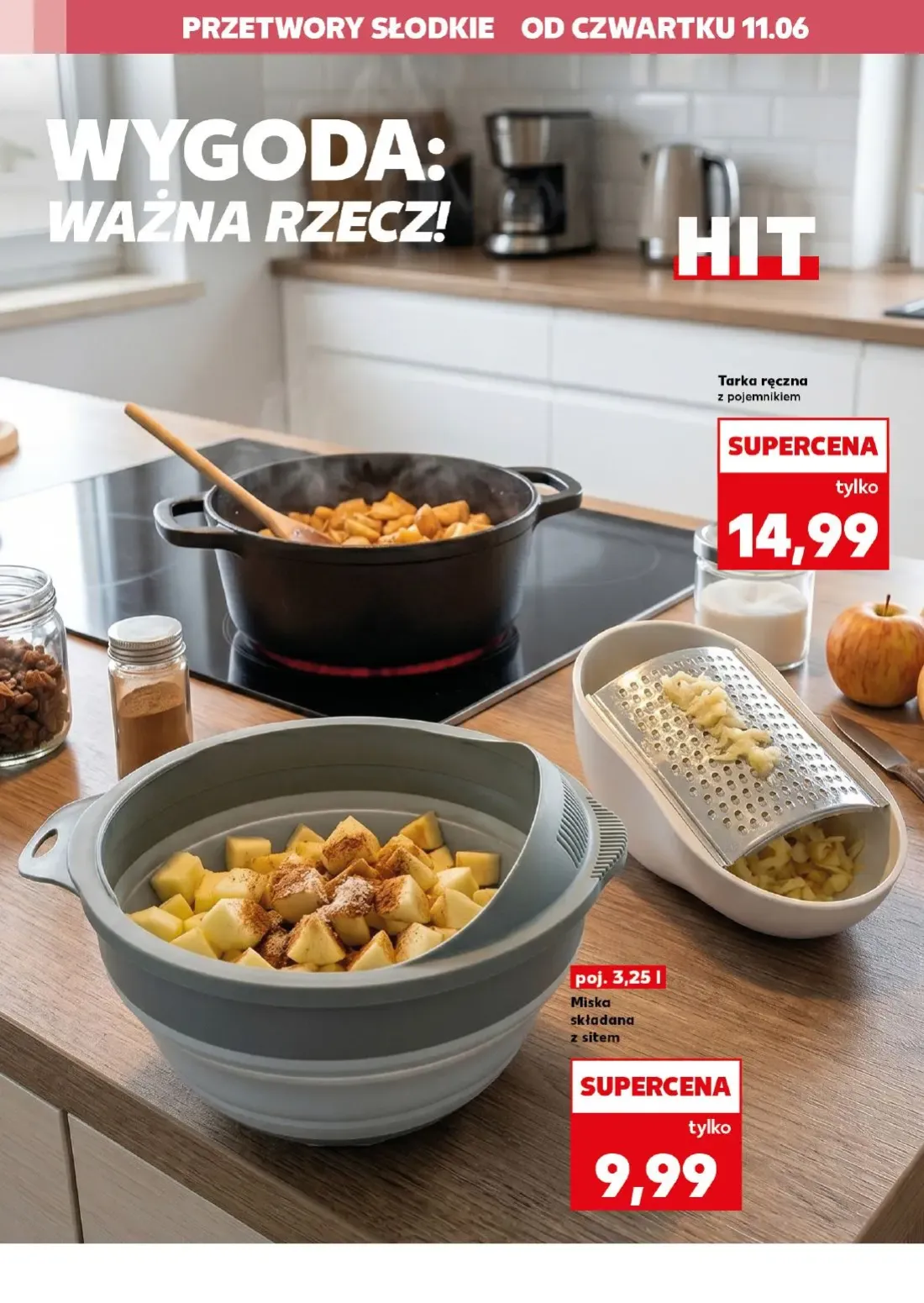 Kaufland gazetka, strona 8 z 22 — Tarka ręczna z pojemnikiem, Miska składana z sitem