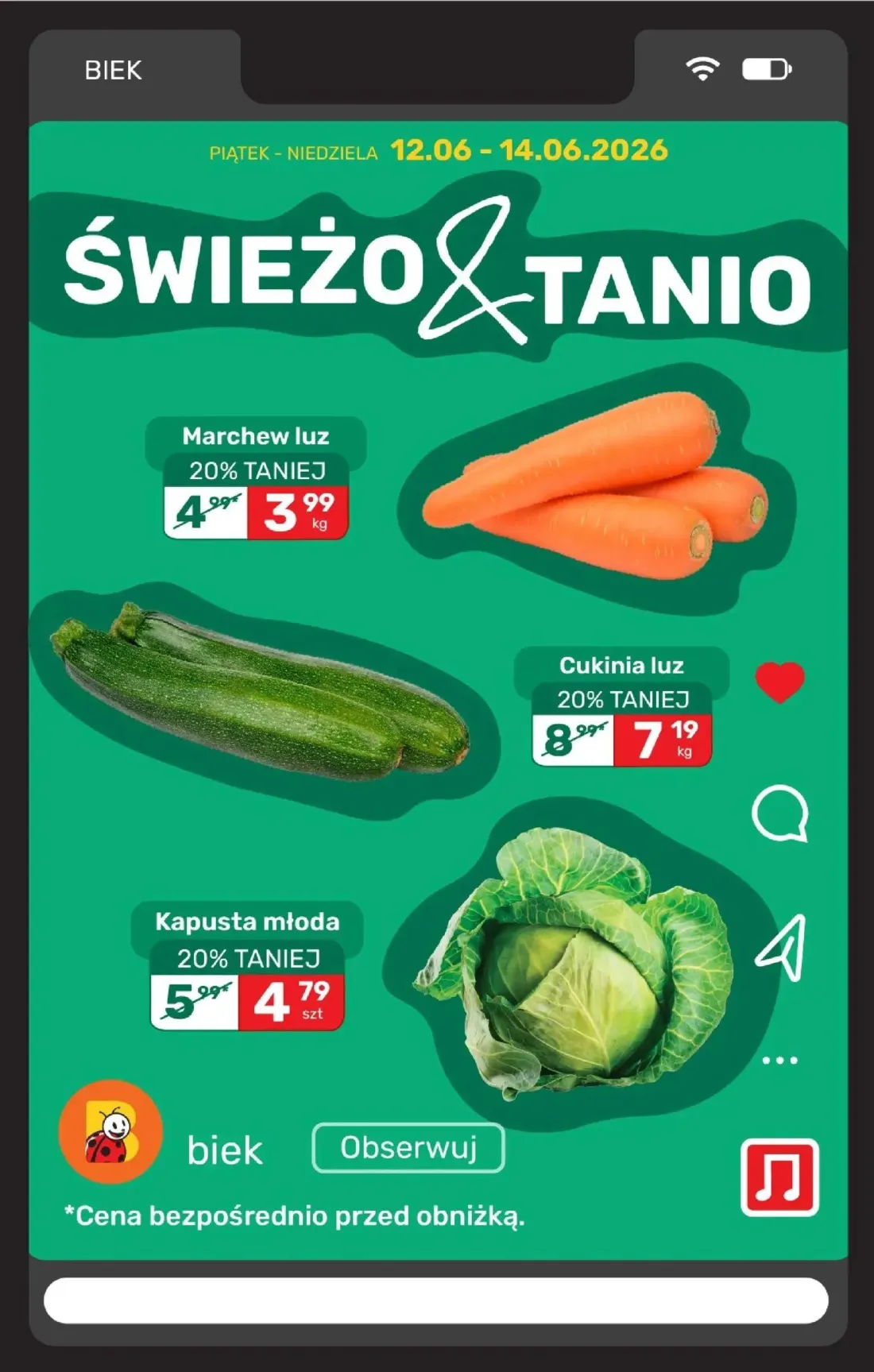 Biedronka gazetka, strona 8 z 24 — Cukinia luz, Kapusta młoda, Marchew luz