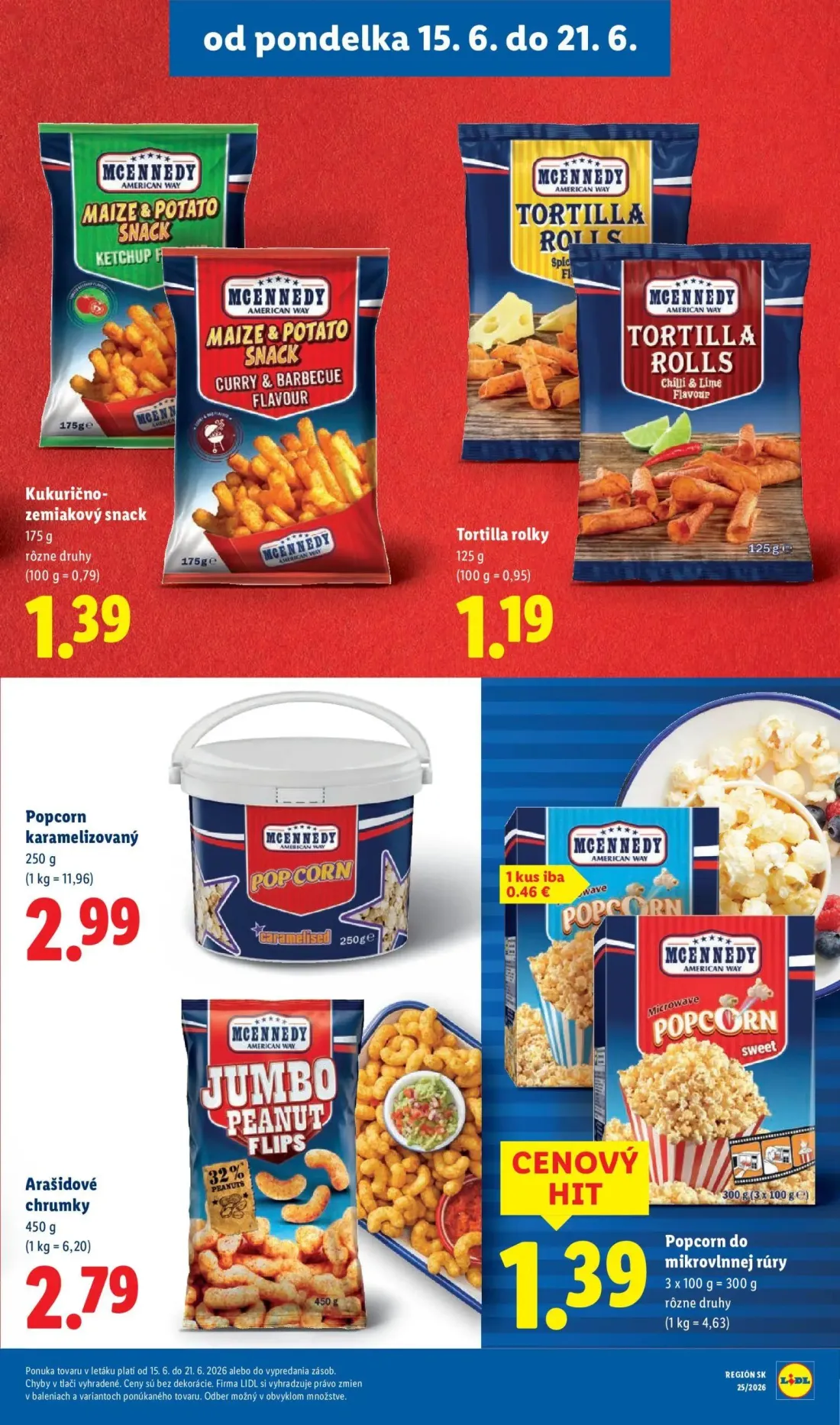 Lidl leták, strana 31 z 101 — Kukurično-zemiakový snack, Tortilla rolky, Popcorn karamelizovaný