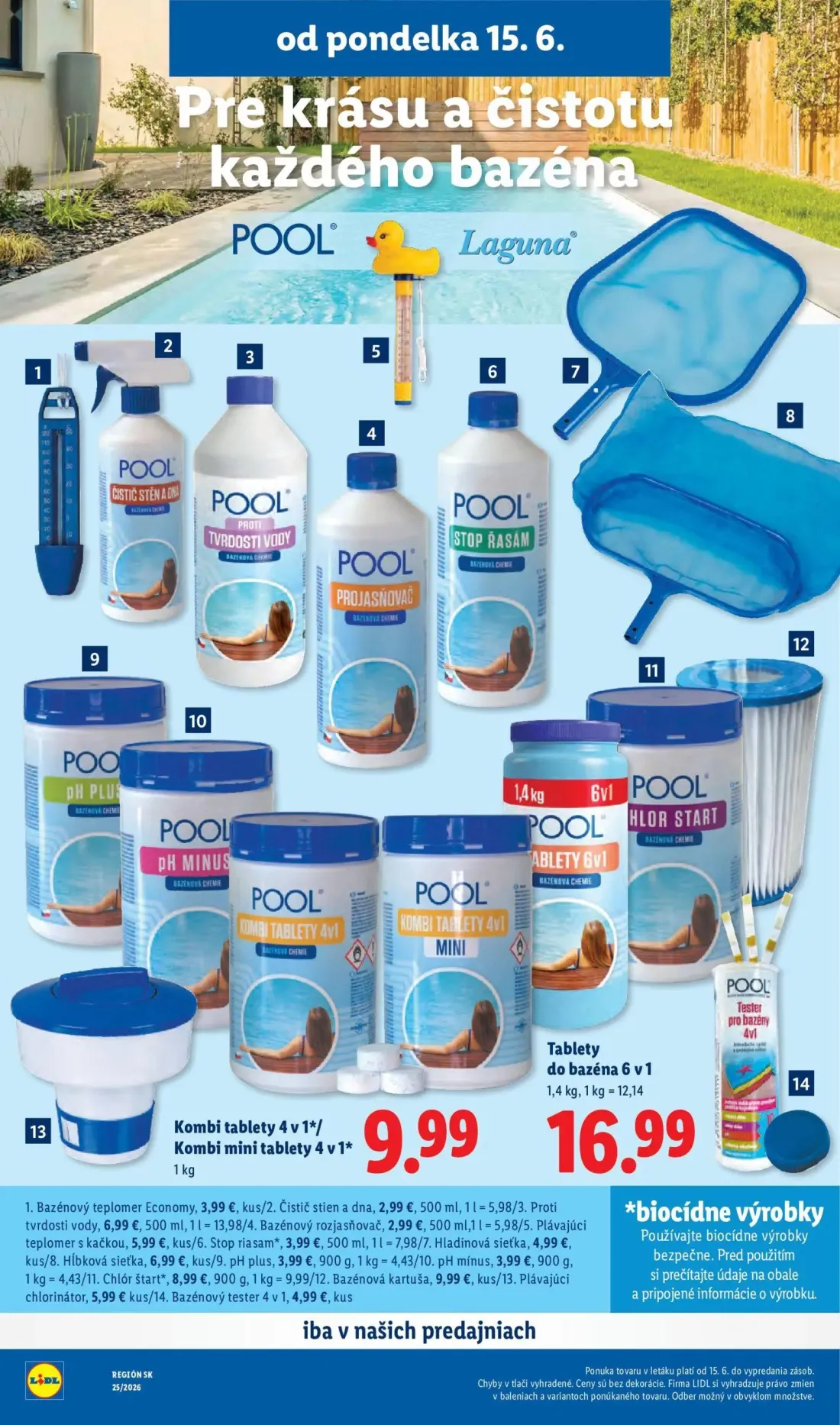 Lidl leták, strana 57 z 101 — Bazénový teplomer Economy, Čistič stien a dna, Proti tvrdosti vody