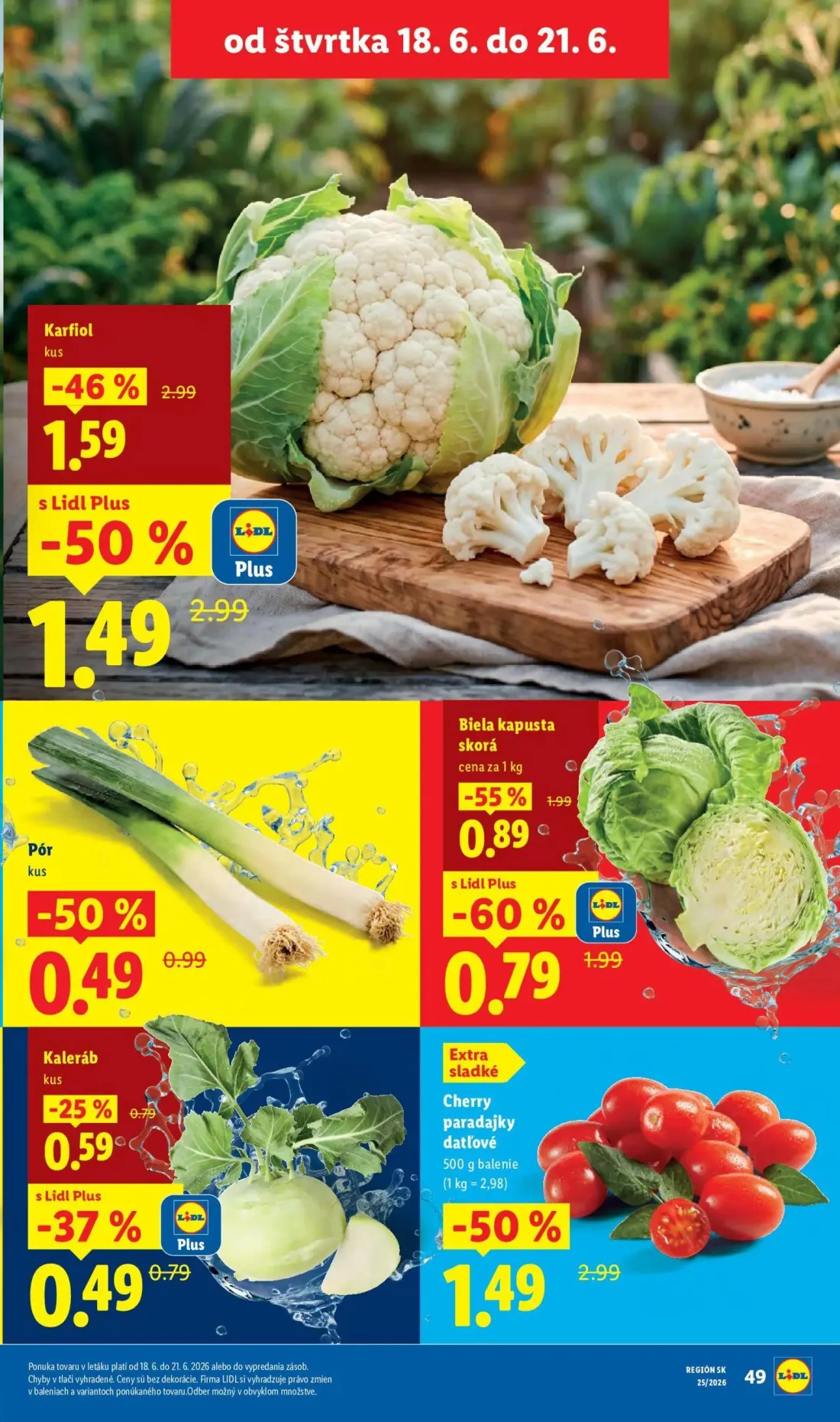Lidl leták, strana 61 z 101 — Karfiol, Cherry paradajky datľové, Biela kapusta skorá