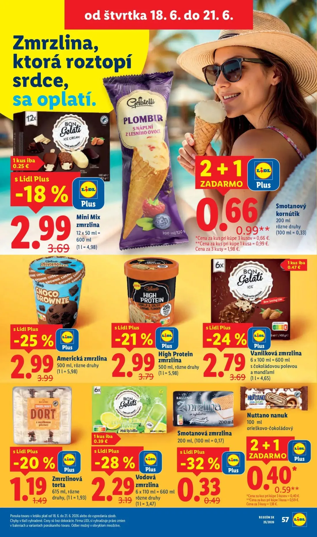 Lidl leták, strana 74 z 101 — Americká zmrzlina, Mini Mix zmrzlina, PLOMBIR S NÁPLNÍ Z LESNÍHO OVOCE