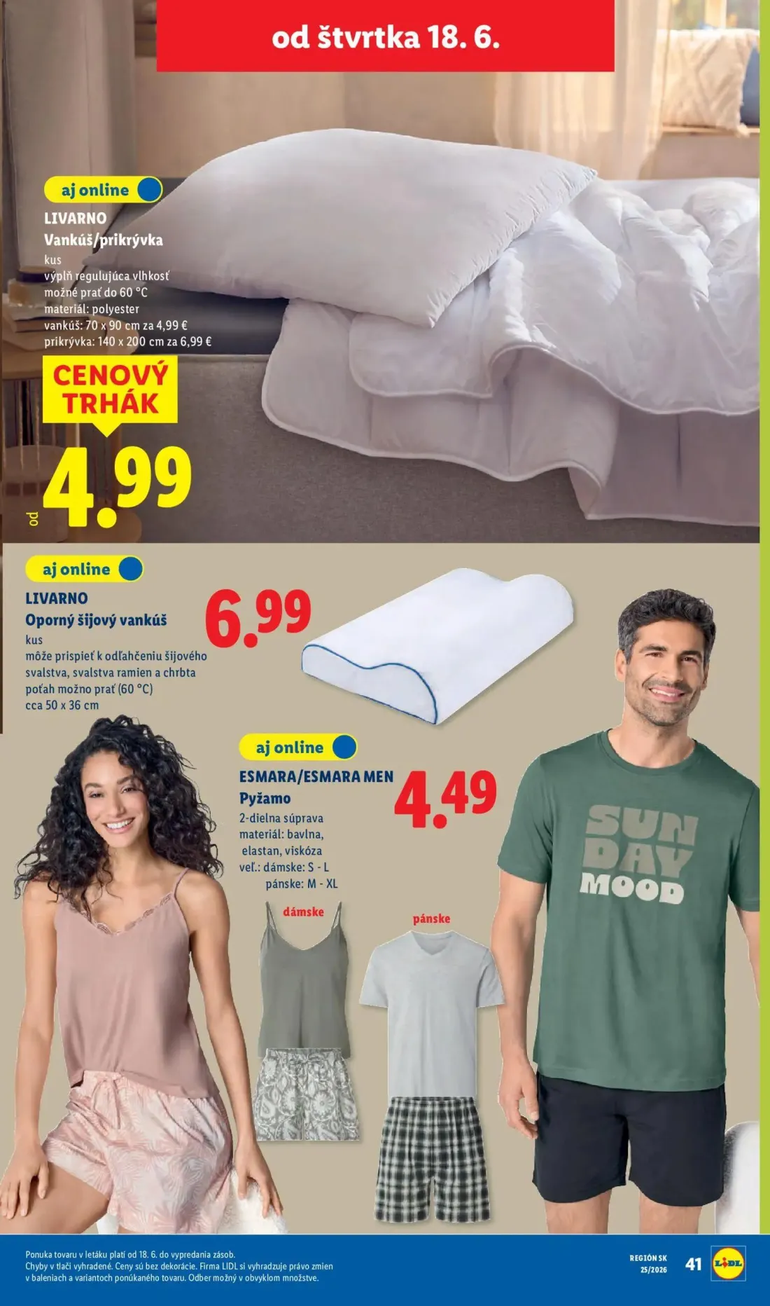 Lidl leták, strana 81 z 101 — Vankúš/prikrývka, Oporný šijový vankúš, Pyžamo