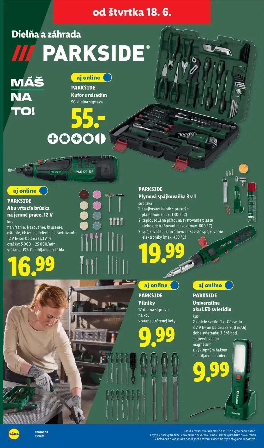 Lidl leták, strana 88 z 101 — Aku vŕtacia brúska na jemné práce, 12 V, Plynová spájkovačka 3 v 1, Pilníky