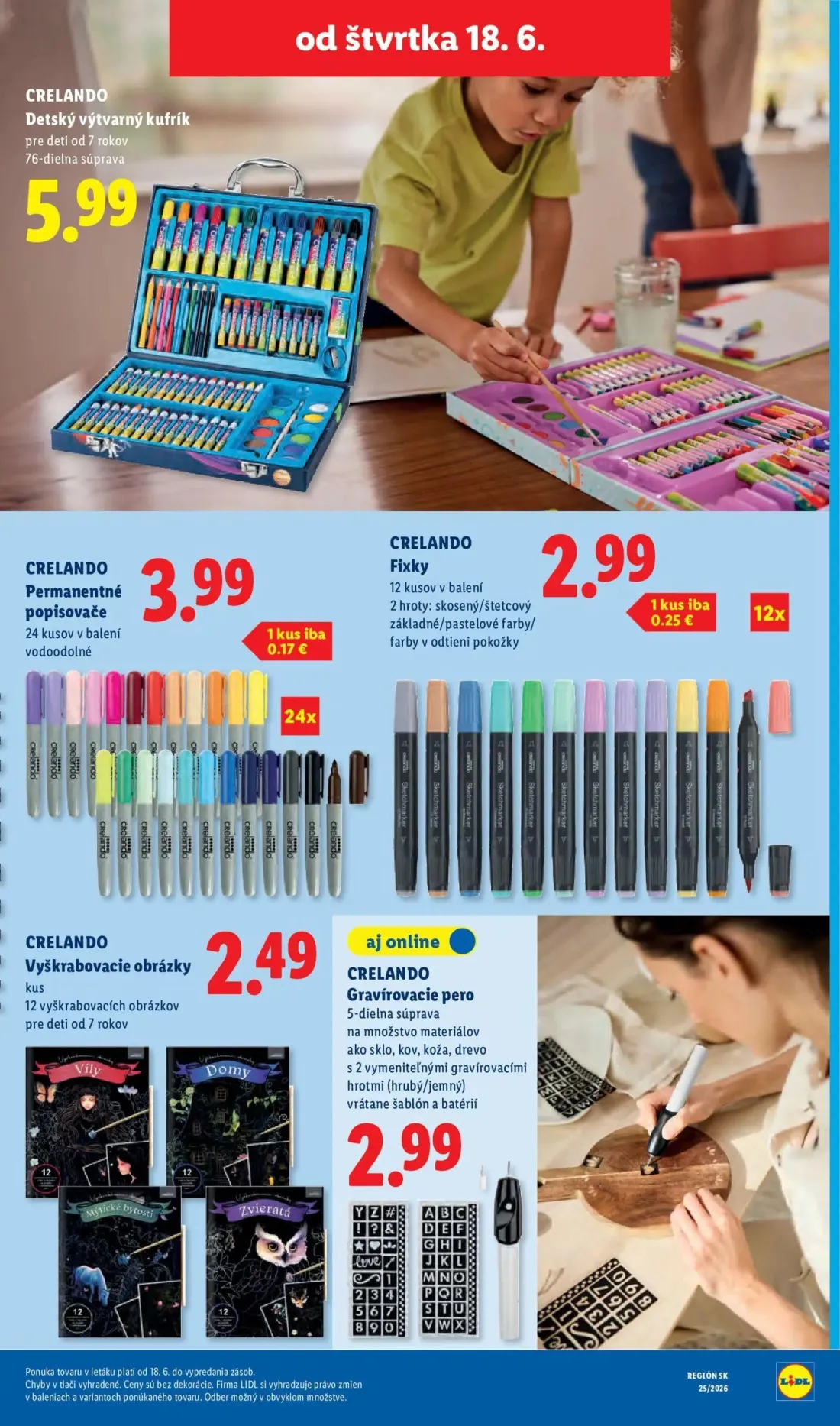 Lidl leták, strana 91 z 101 — Detský výtvarný kufrík, Permanentné popisovače, Fixky