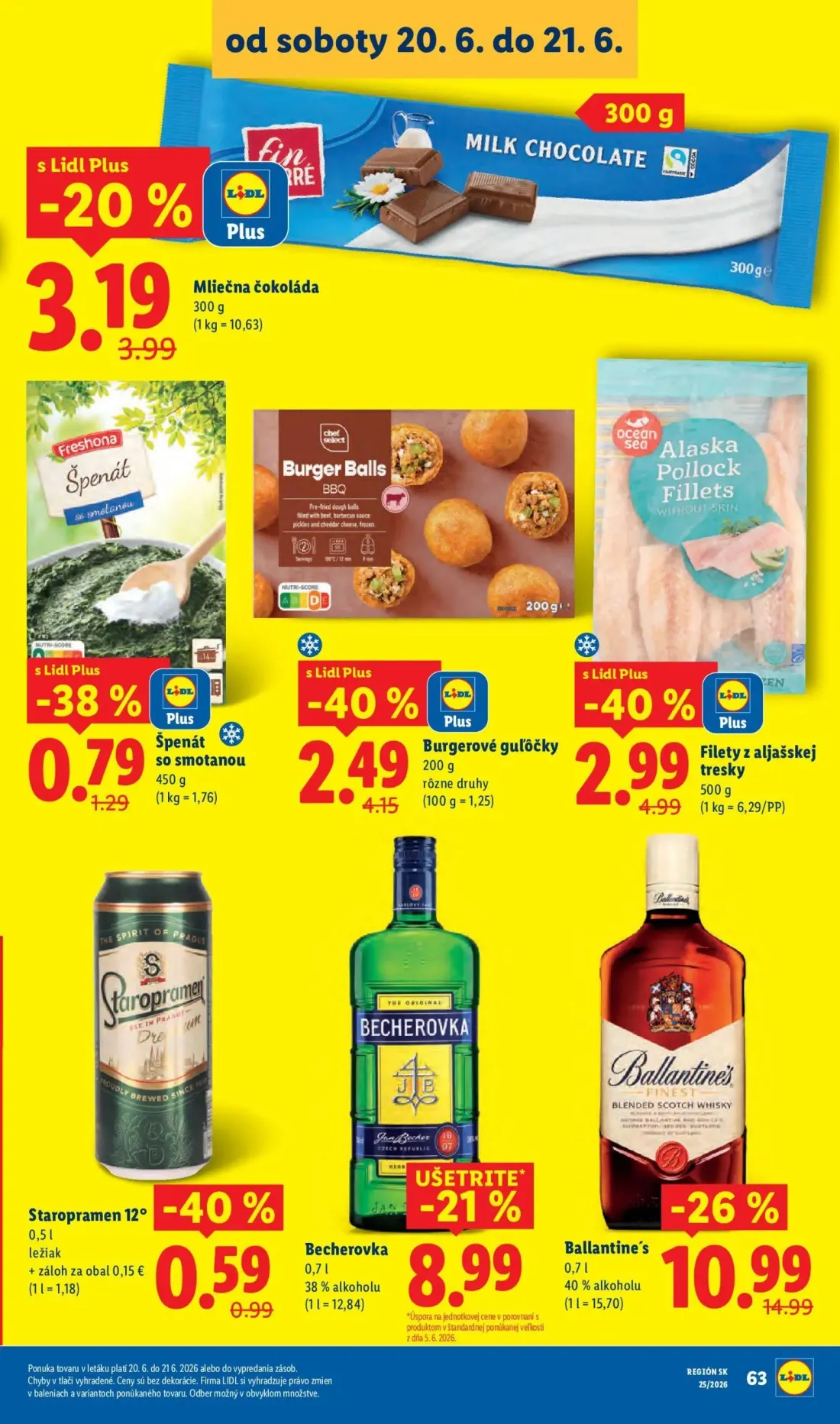 Lidl leták, strana 97 z 101 — Filety z aljašskej tresky, Špenát so smotanou