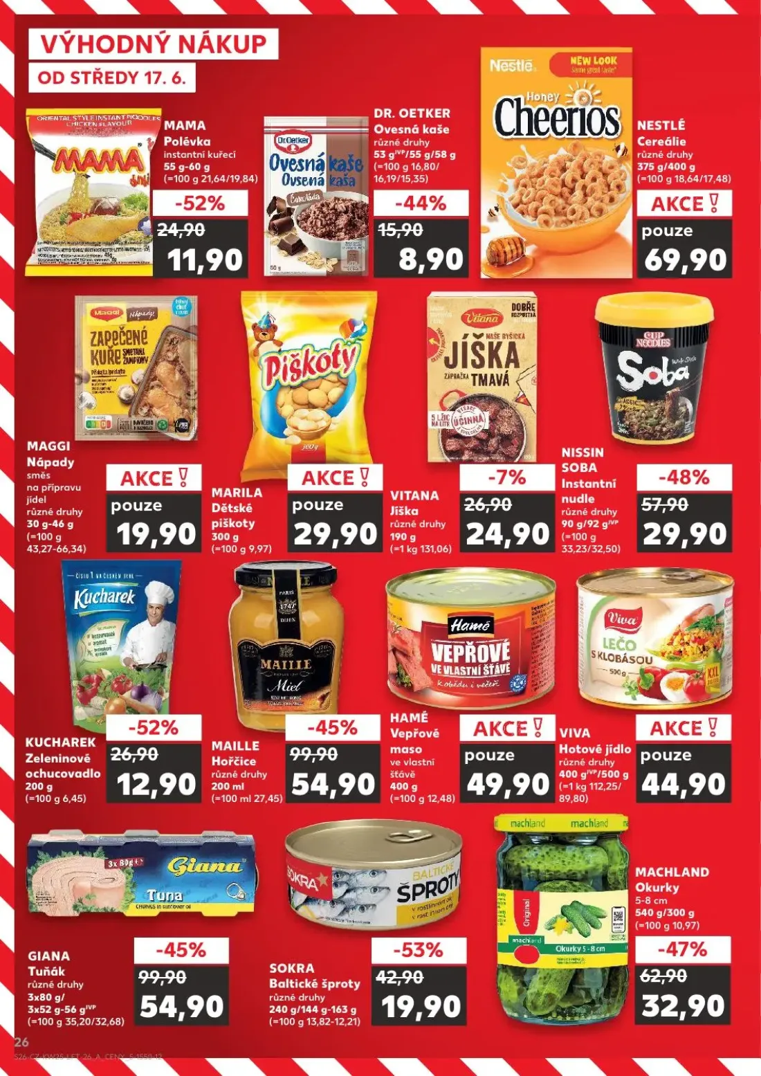 Kaufland leták, strana 26 z 52 — DR. OETKER Ovesná kaše, NESTLÉ Cereálie, MARILA Dětské piškoty