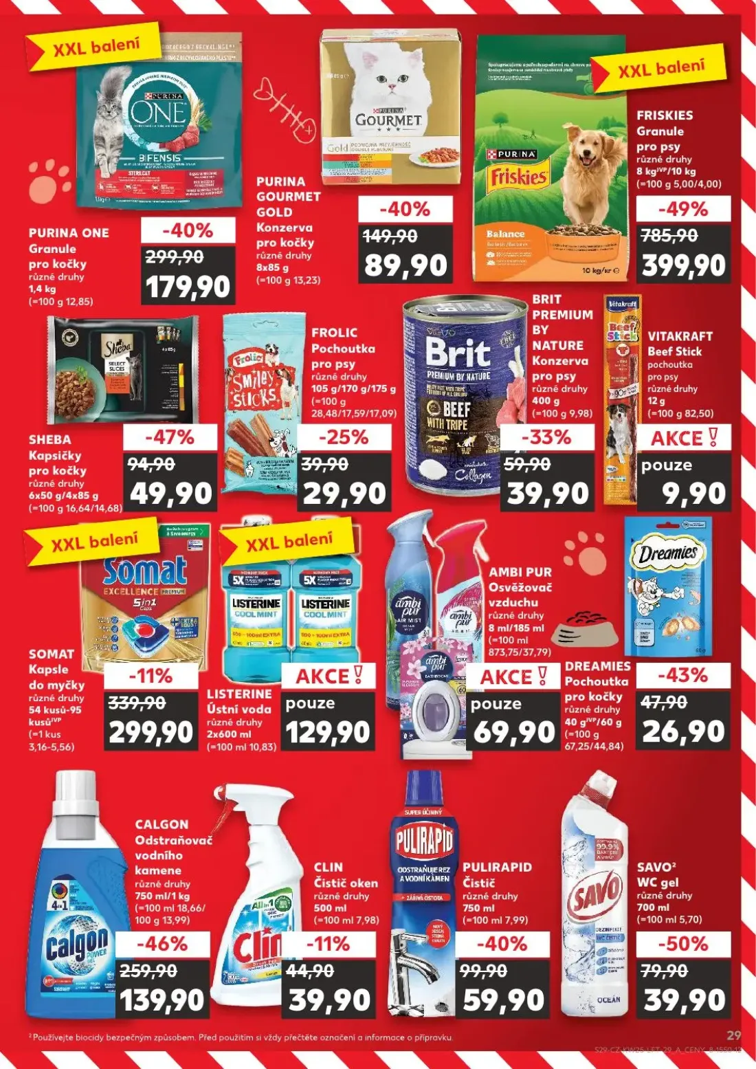 Kaufland leták, strana 29 z 52 — FRISKIES Granule, PURINA ONE Granule, PURINA GOURMET GOLD Konzerva