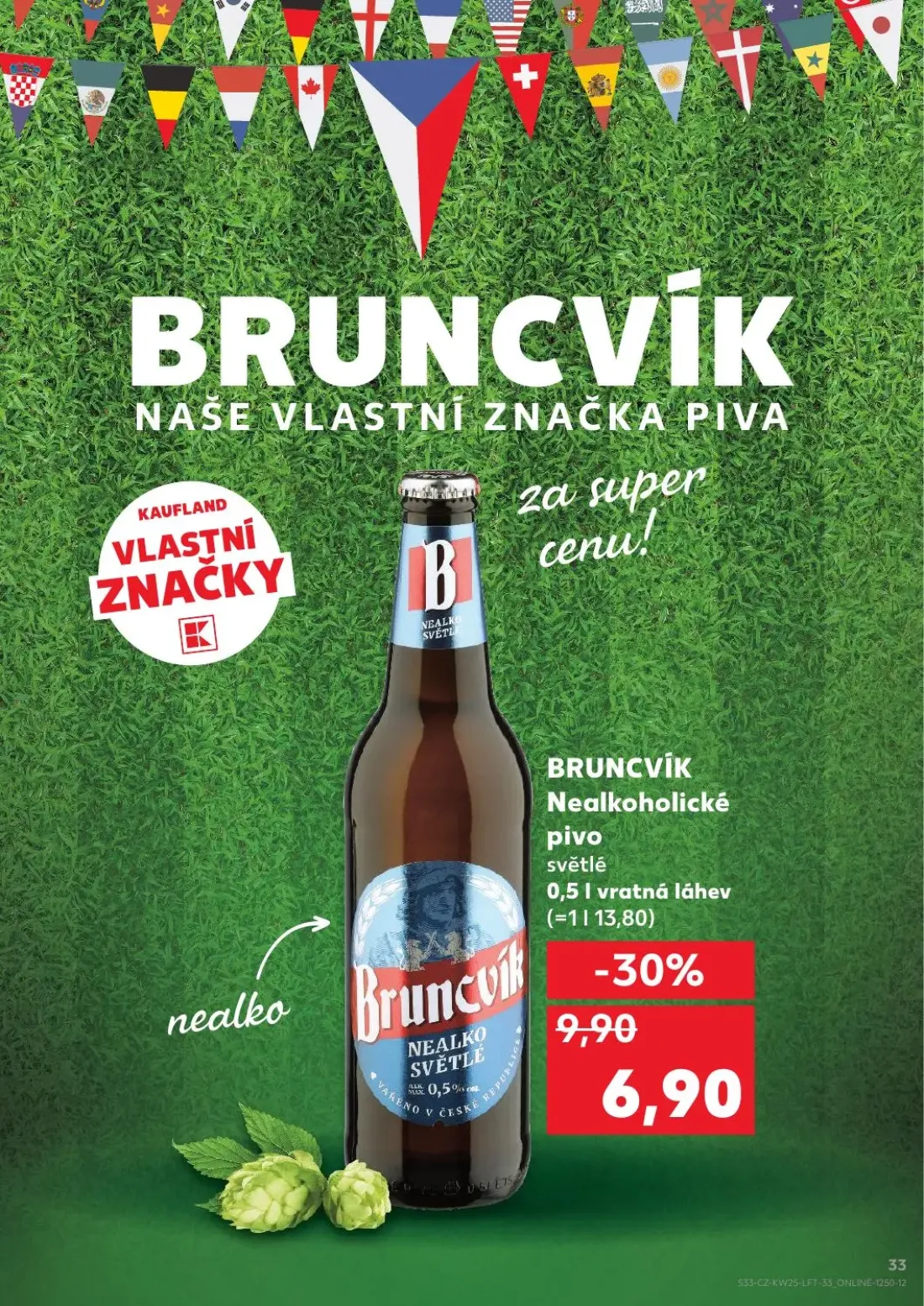 Kaufland leták, strana 33 z 52 — BRUNCVÍK Nealkoholické pivo světlé