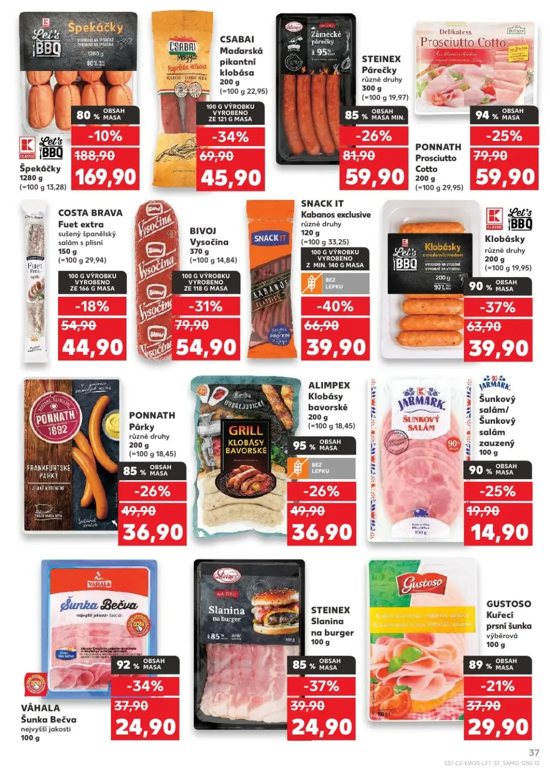 Kaufland leták, strana 37 z 52 — Klobásky, Špekáčky