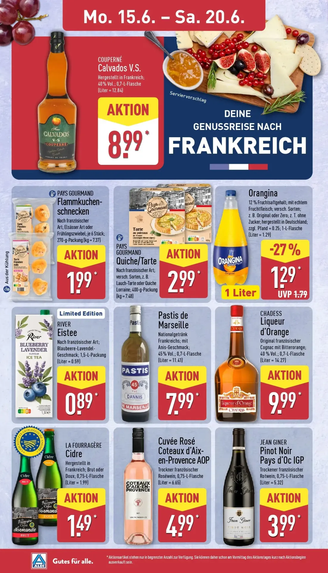 Aldi Nord Prospekt, Seite 18 von 43 — Orangina, Calvados V.S., Flammkuchen-schnecken