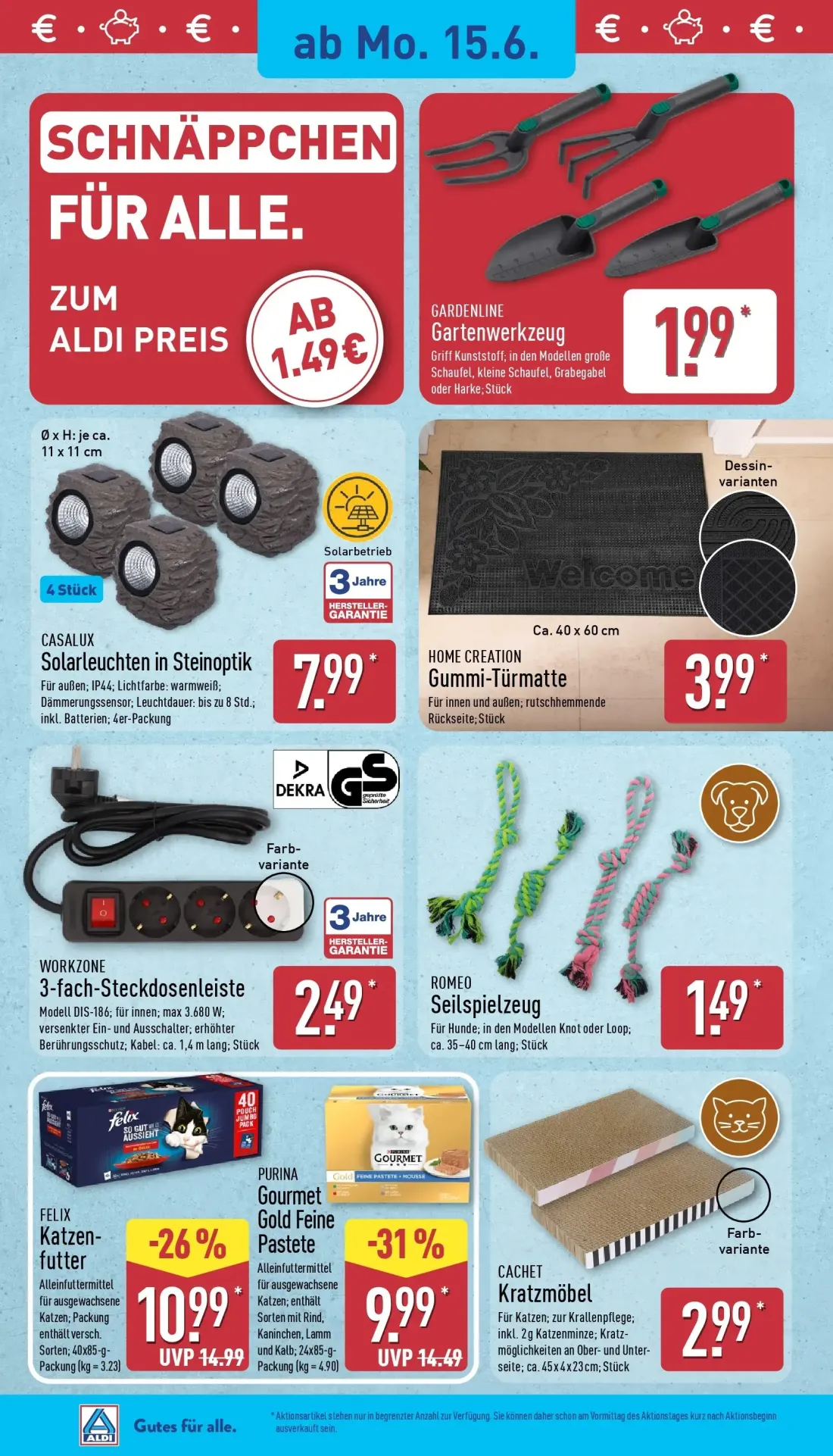Aldi Nord Prospekt, Seite 24 von 43 — Gartenwerkzeug, Solarleuchten in Steinoptik, Gummi-Türmatte