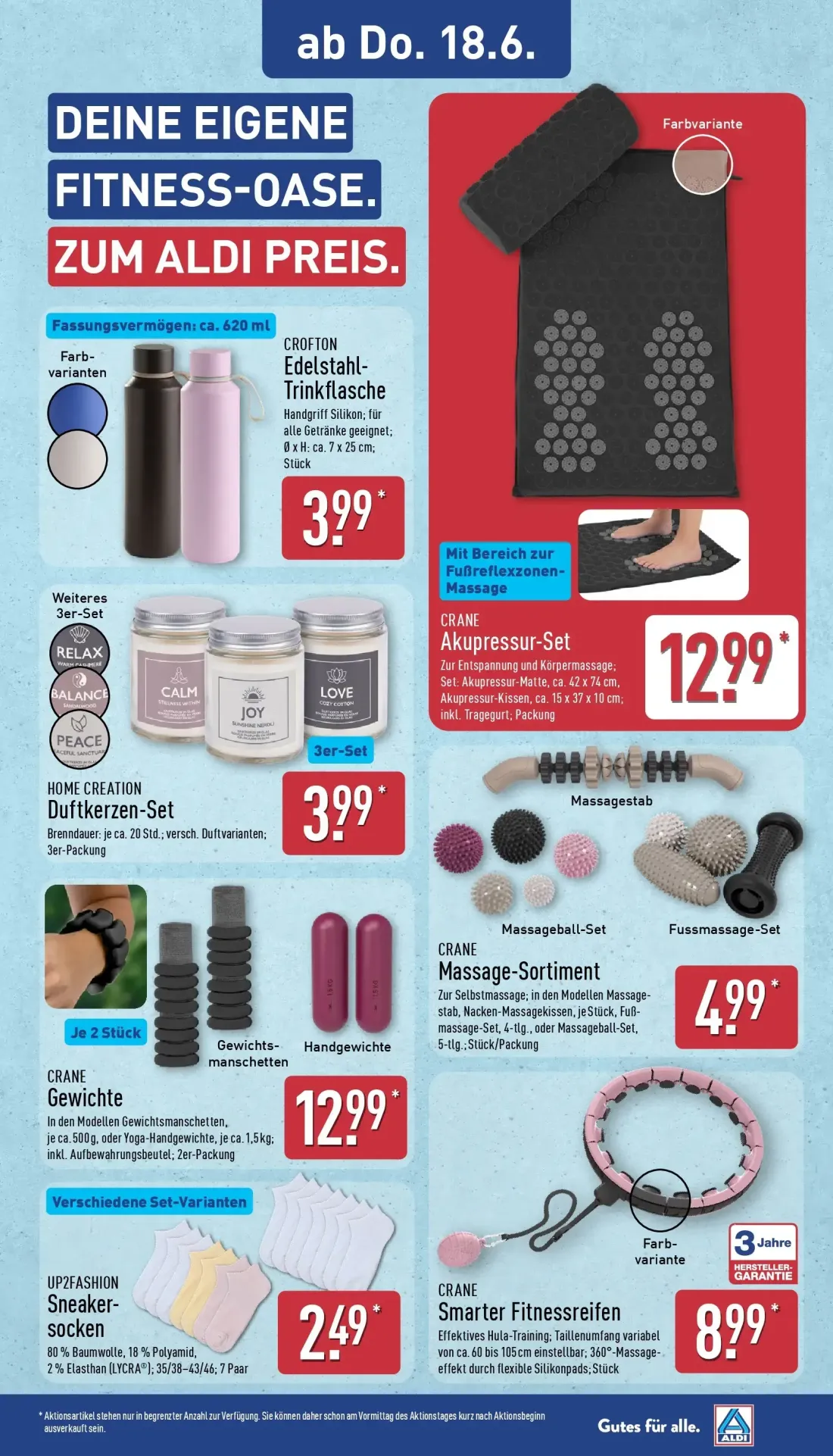 Aldi Nord Prospekt, Seite 27 von 43 — Edelstahl-Trinkflasche, Akupressur-Set, Gewichte