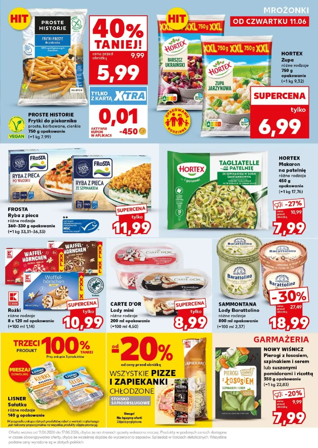 Kaufland gazetka, strona 19 z 30 — SAMMONTANA Lody Barattolino, HORTEX Makaron na patelnię, NOWY WIŚNICZ Pierogi z łososiem,…