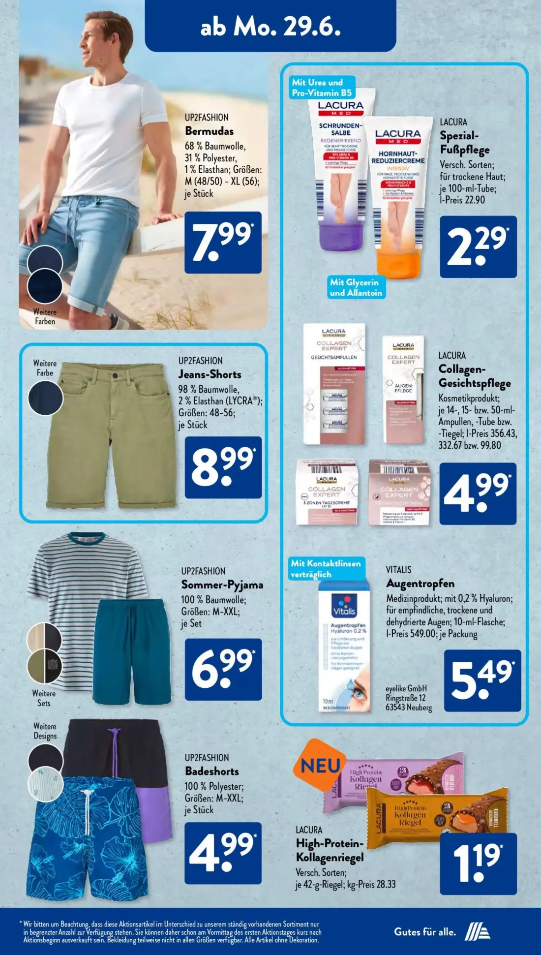 Aldi Süd Prospekt, Seite 3 von 24 — Bermudas, Spezial-Fußpflege, Jeans-Shorts