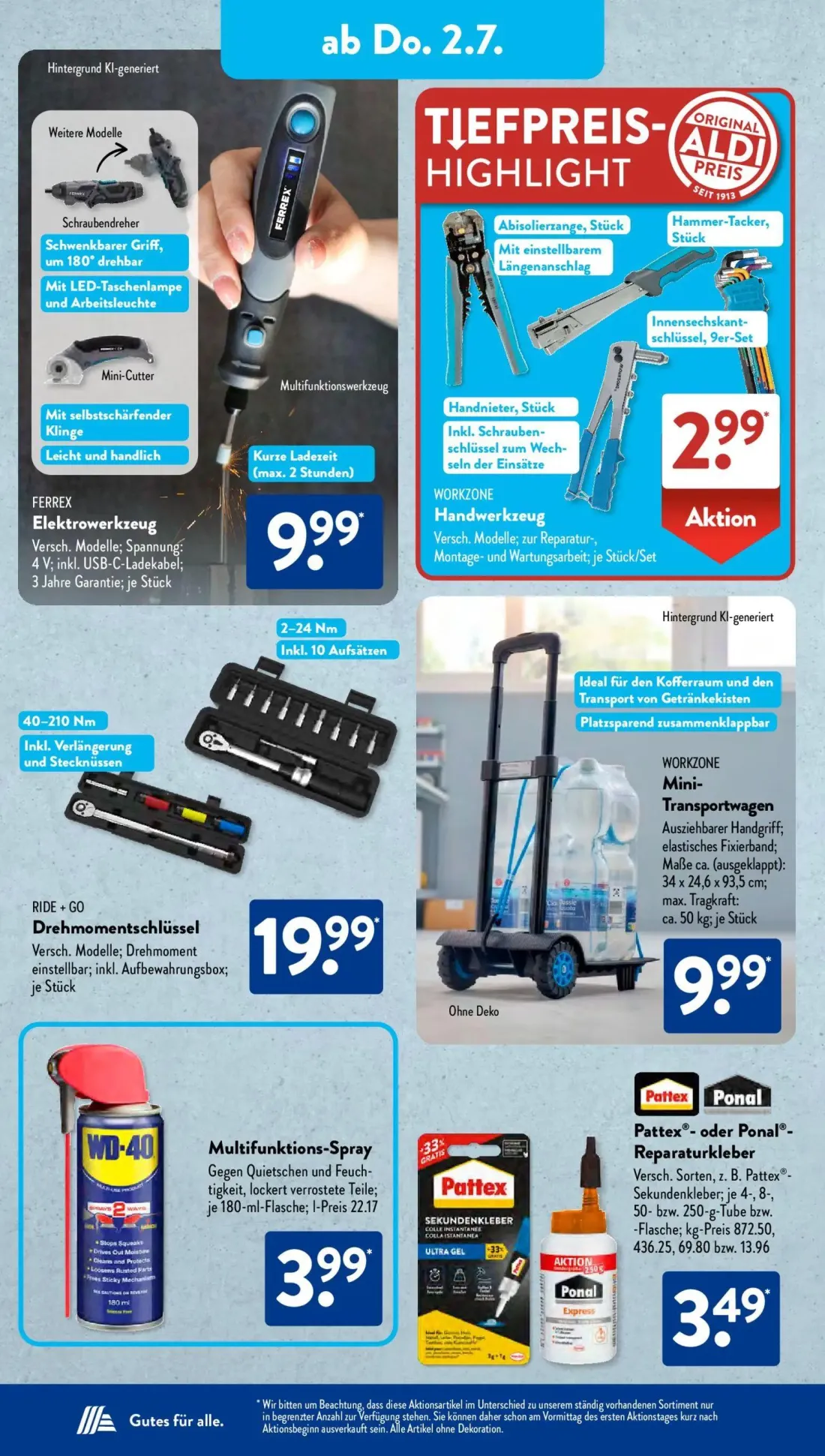 Aldi Süd Prospekt, Seite 8 von 24 — FERREX Elektrowerkzeug, WORKZONE Handwerkzeug, RIDE + GO Drehmomentschlüssel