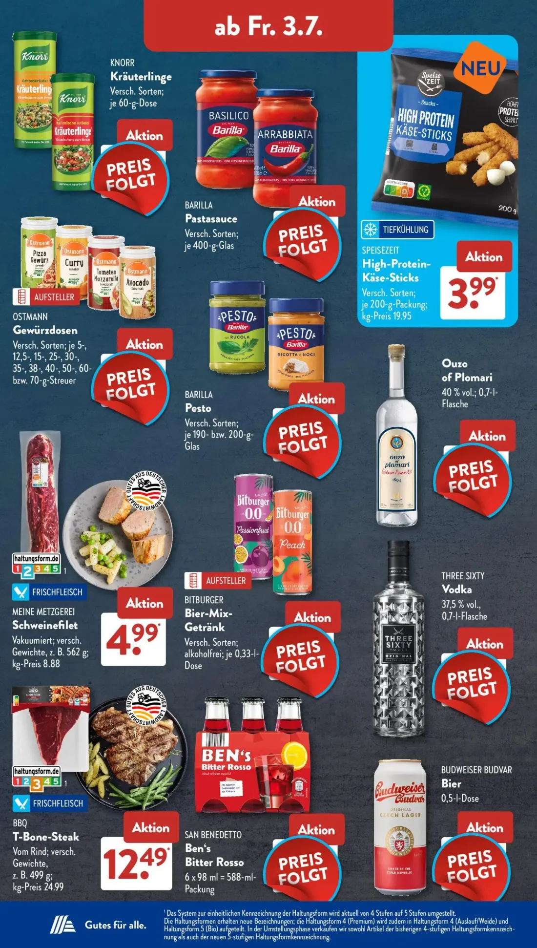 Aldi Süd Prospekt, Seite 14 von 24 — SPEISEZEIT High-Protein-Käse-Sticks, MEINE METZGEREI Schweinefilet, BBQ T-Bone-Steak