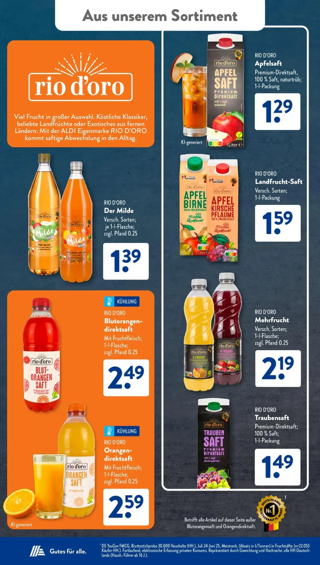 Aldi Süd Prospekt, Seite 19 von 24 — Apfelsaft, Der Milde, Landfrucht-Saft