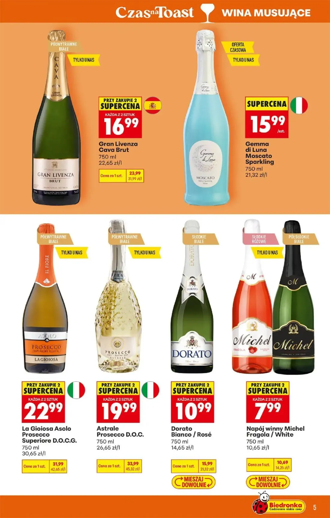 Biedronka gazetka, strona 7 z 39 — Astrale Prosecco D.O.C., La Gioiosa Asolo Prosecco Superiore D.O.C.G., Gran Livenza Cava …