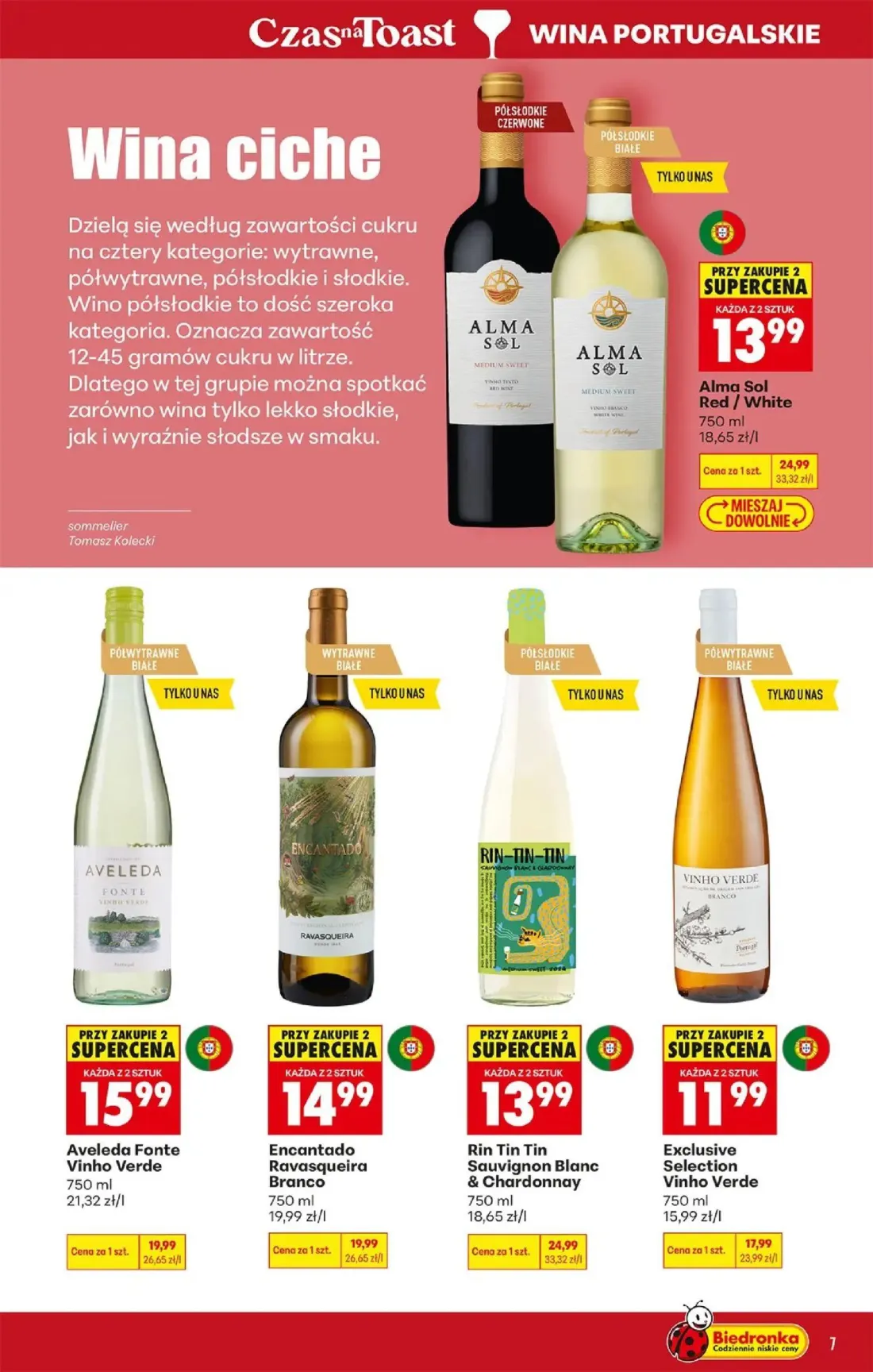 Biedronka gazetka, strona 9 z 39 — Rin Tin Tin Sauvignon Blanc & Chardonnay, Exclusive Selection Vinho Verde, Encantado Rava…