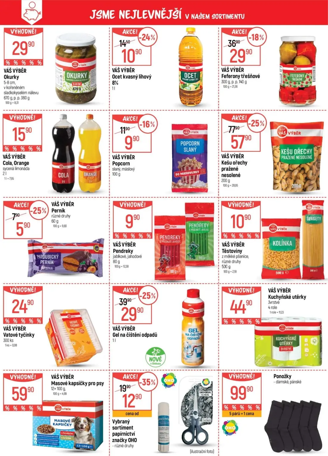 GLOBUS leták, strana 4 z 50 — Ocet kvasný lihový, Okurky, Cola, Orange