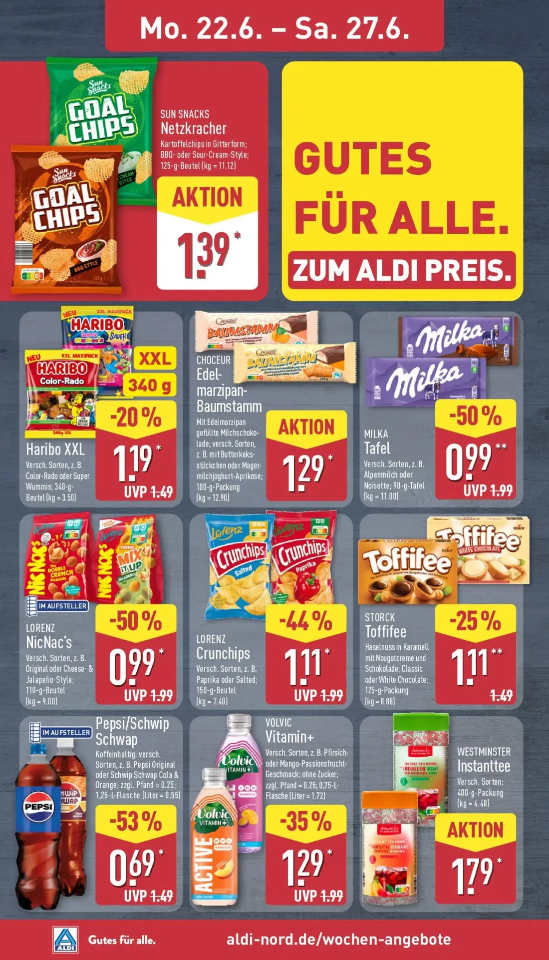 Aldi Nord Prospekt, Seite 10 von 41 — MILKA Tafel, STORCK Toffifee, Haribo XXL