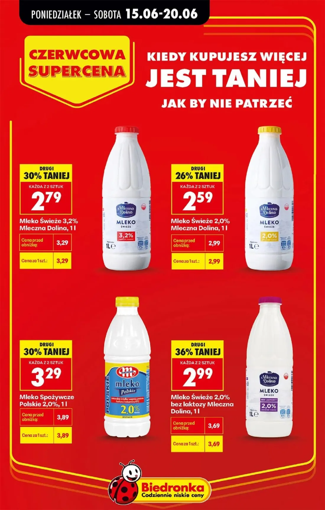 Biedronka gazetka, strona 8 z 87 — Mleko Świeże 2,0% bez laktozy Mleczna Dolina, Mleko Spożywcze Polskie 2,0%, Mleko Świeże …