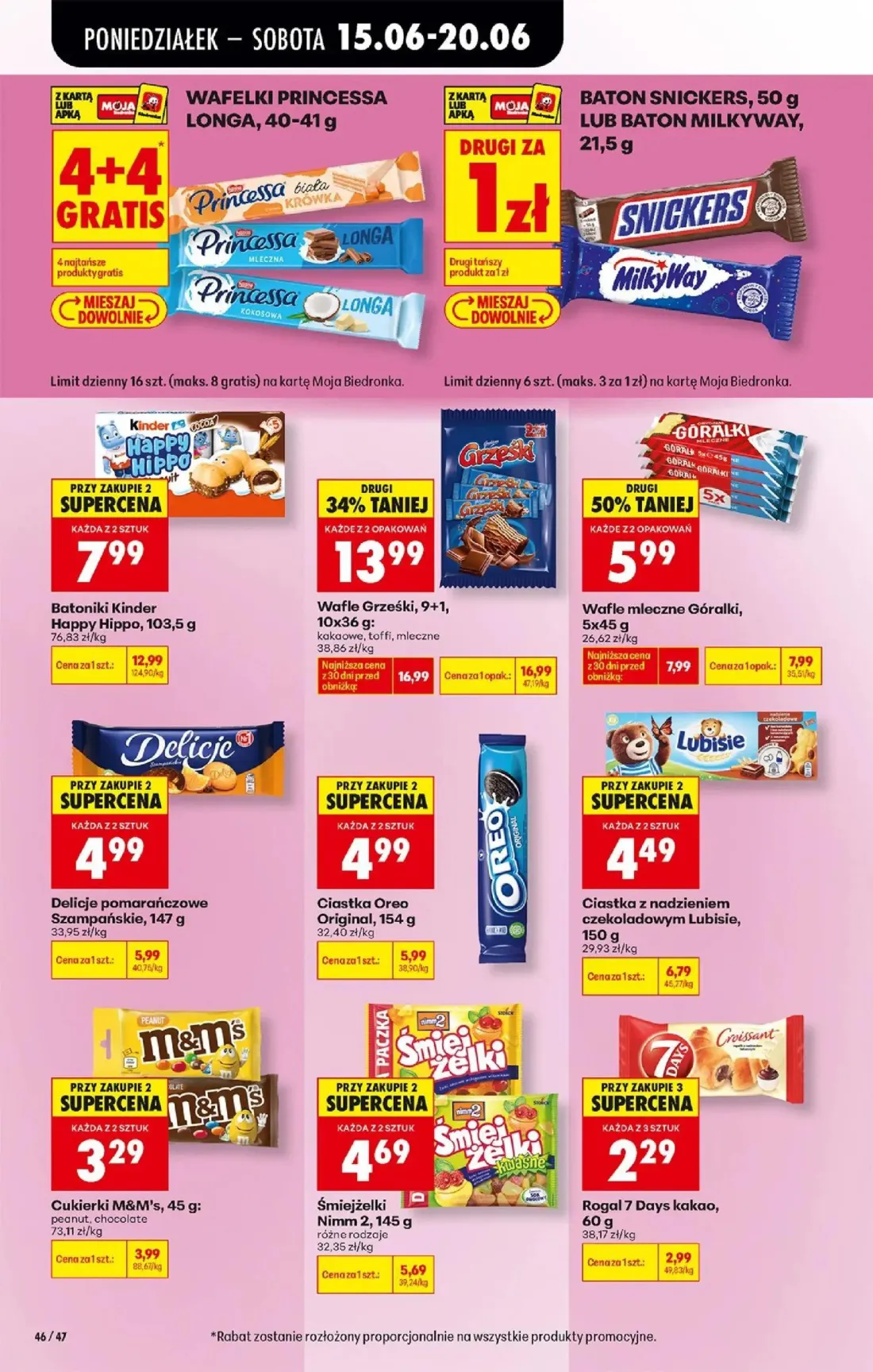 Biedronka gazetka, strona 64 z 87 — Batoniki Kinder Happy Hippo, Wafle Grześki, Ciastka z nadzieniem czekoladowym Lubisie