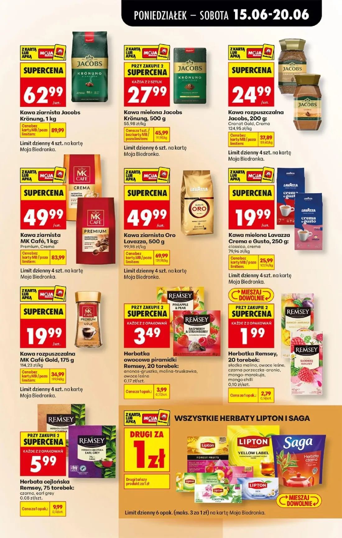 Biedronka gazetka, strona 67 z 87 — Kawa ziarnista MK Café, Kawa ziarnista Jacobs Krönung, Kawa ziarnista Oro Lavazza
