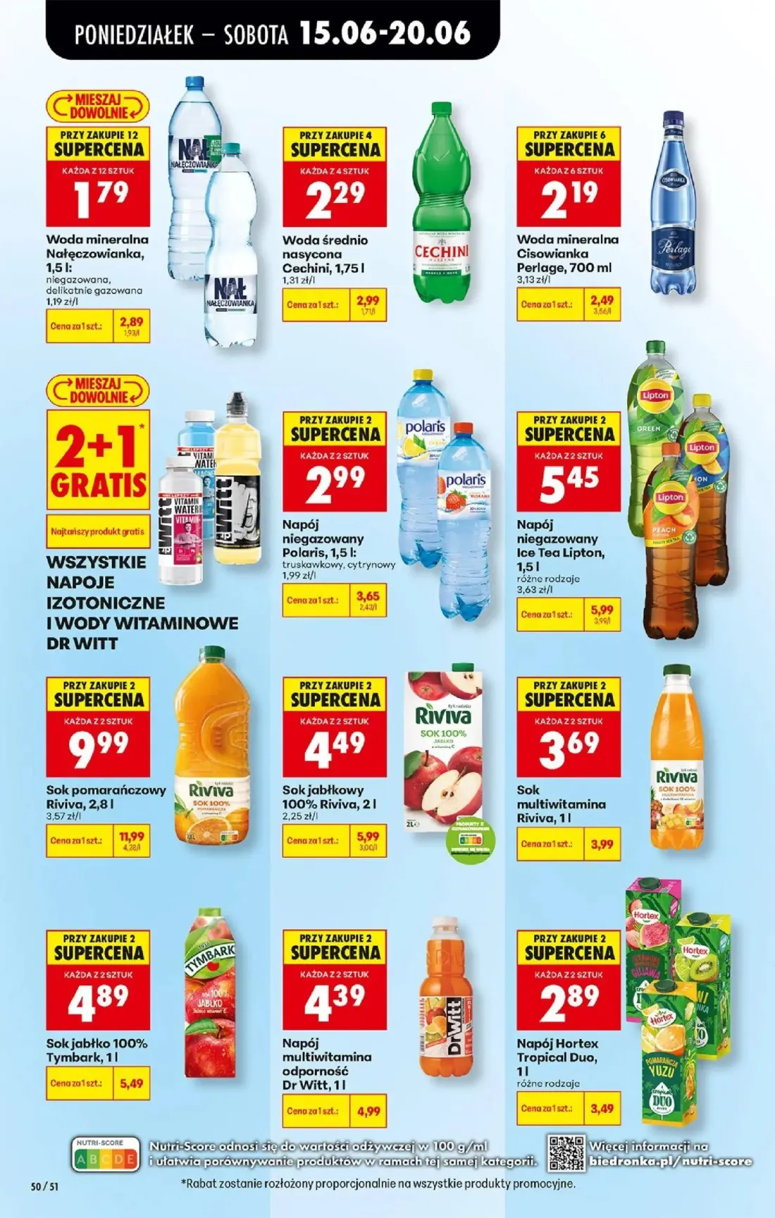 Biedronka gazetka, strona 68 z 87 — Sok pomarańczowy Riviva, Sok jabłkowy 100% Riviva, Woda mineralna Nałęczowianka