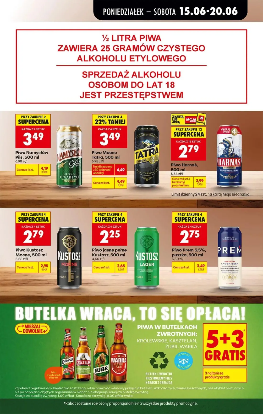 Biedronka gazetka, strona 73 z 87 — Piwo Harnaś, Piwo Mocne Tatra, Piwo Prem 5,5%