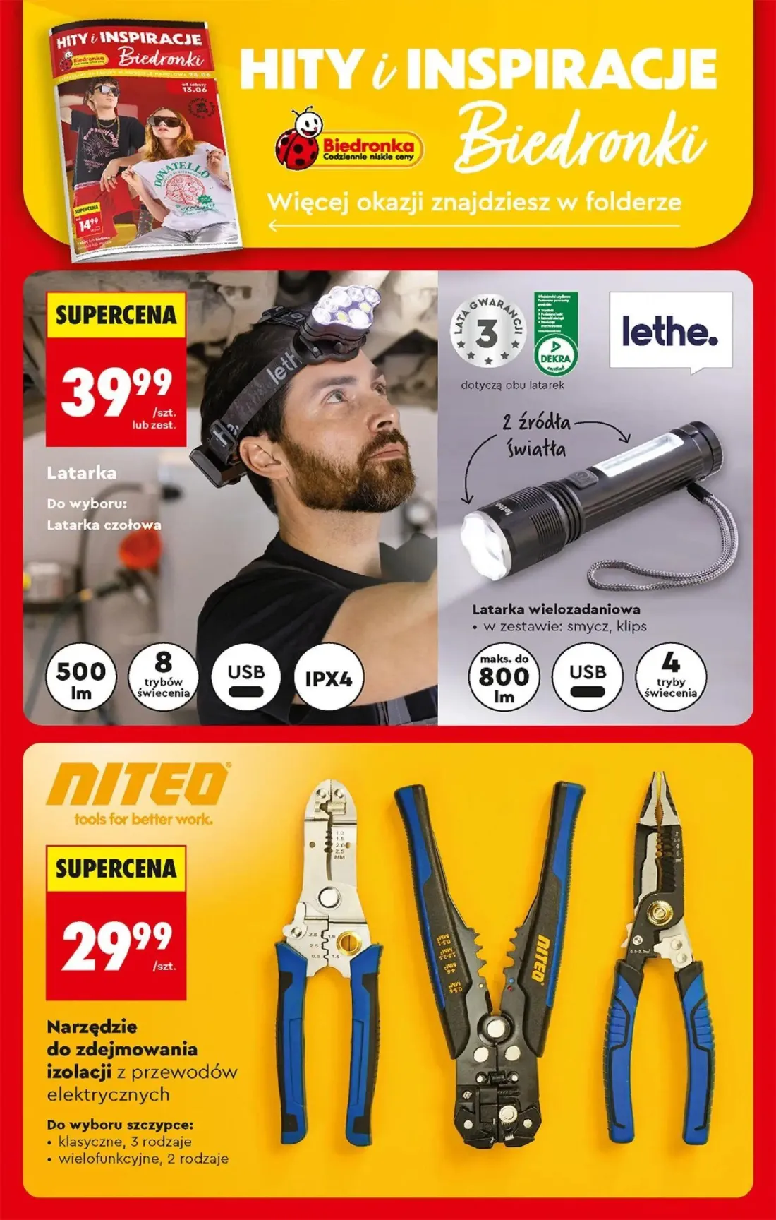 Biedronka gazetka, strona 84 z 87 — Latarka, Narzędzie do zdejmowania izolacji z przewodów elektrycznych