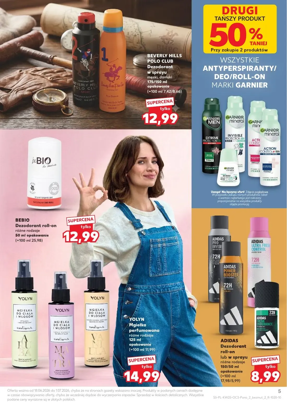 Kaufland gazetka, strona 5 z 20 — BEVERLY HILLS POLO CLUB Dezodorant w sprayu męski, damski, BEBIO Dezodorant roll-on, YOLYN…