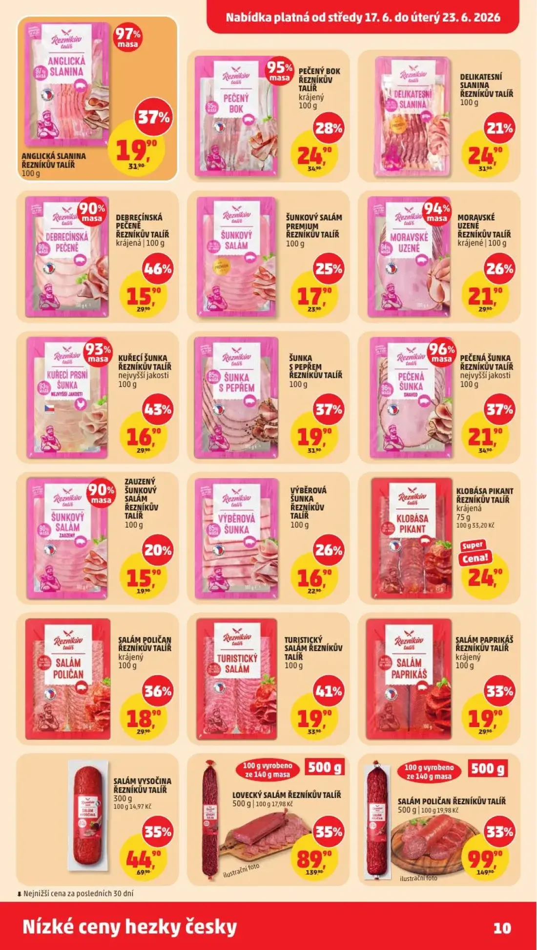 PENNY leták, strana 10 z 35 — ANGLICKÁ SLANINA ŘEZNÍKŮV TALÍŘ, ŠUNKOVÝ SALÁM PREMIUM ŘEZNÍKŮV TALÍŘ