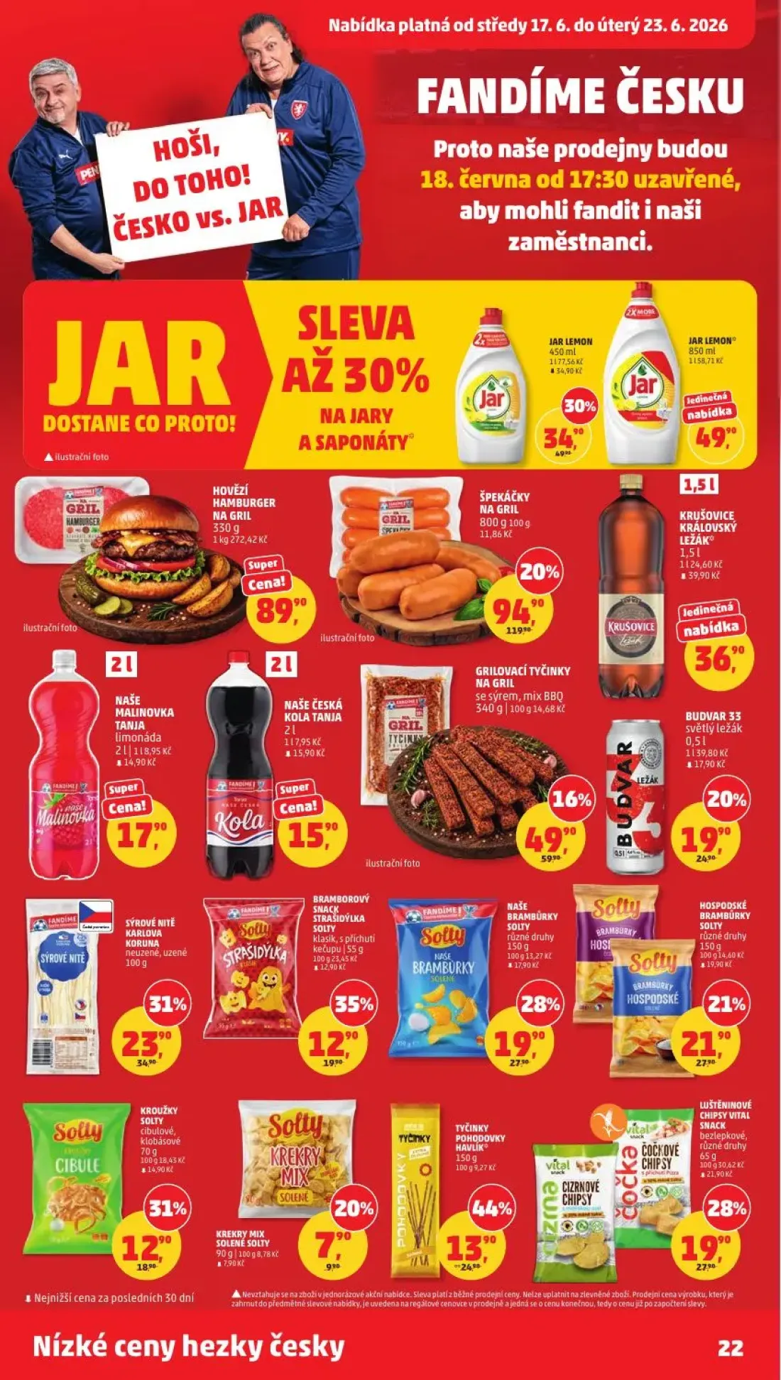 PENNY leták, strana 22 z 35 — ŠPEKÁČKY NA GRIL, HOVĚZÍ HAMBURGER NA GRIL