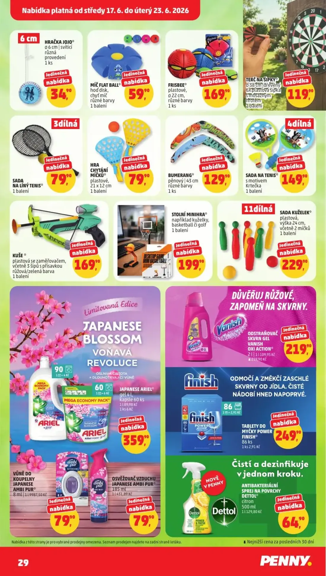 PENNY leták, strana 29 z 35 — MÍČ FLAT BALL, FRISBEE, ODSTRAŇOVAČ SKVRN GEL VANISH OXI ACTION
