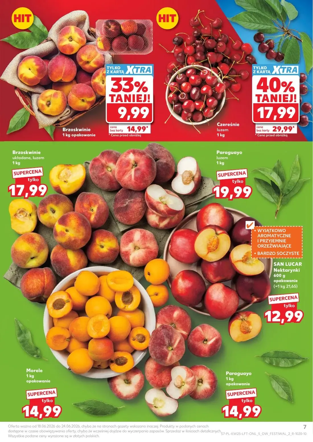 Kaufland gazetka, strona 7 z 70 — Czereśnie, Brzoskwinie, Brzoskwinie układane, luzem