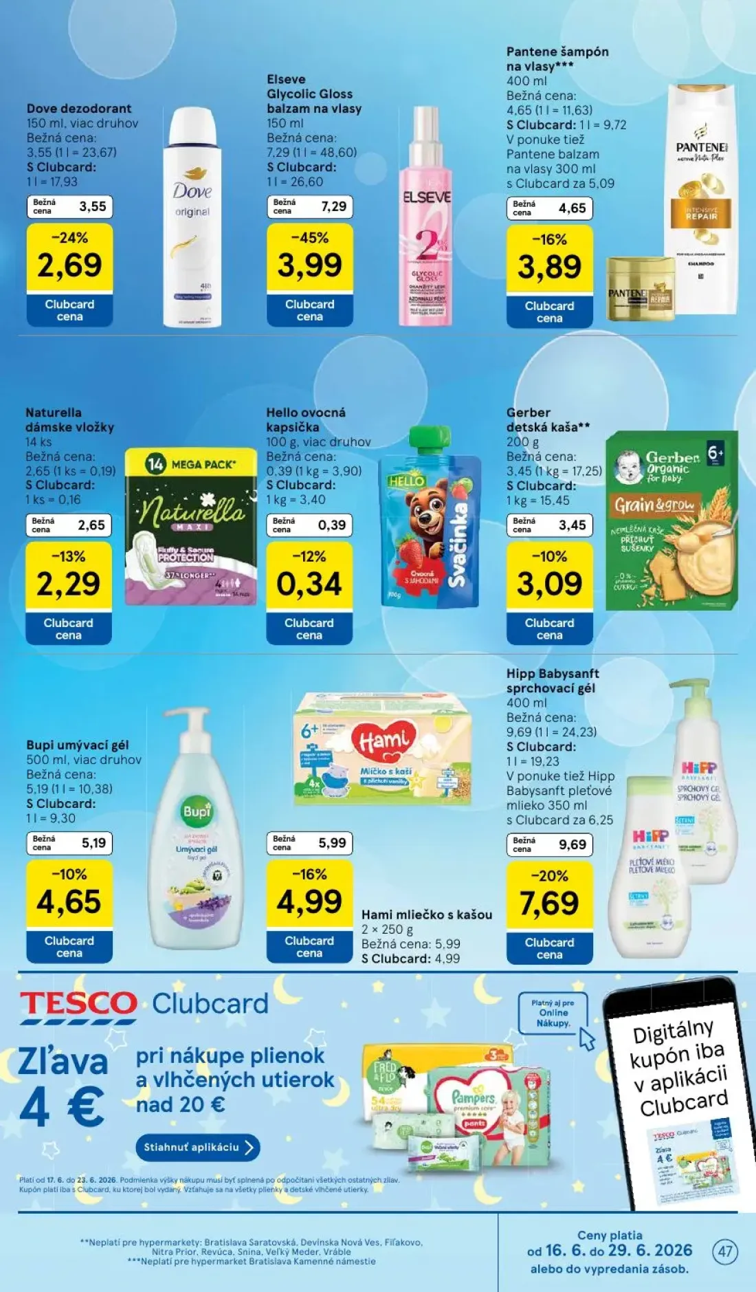 Tesco leták, strana 47 z 58 — Elseve Glycolic Gloss balzam na vlasy, Pantene šampón na vlasy, Pantene balzam na vlasy