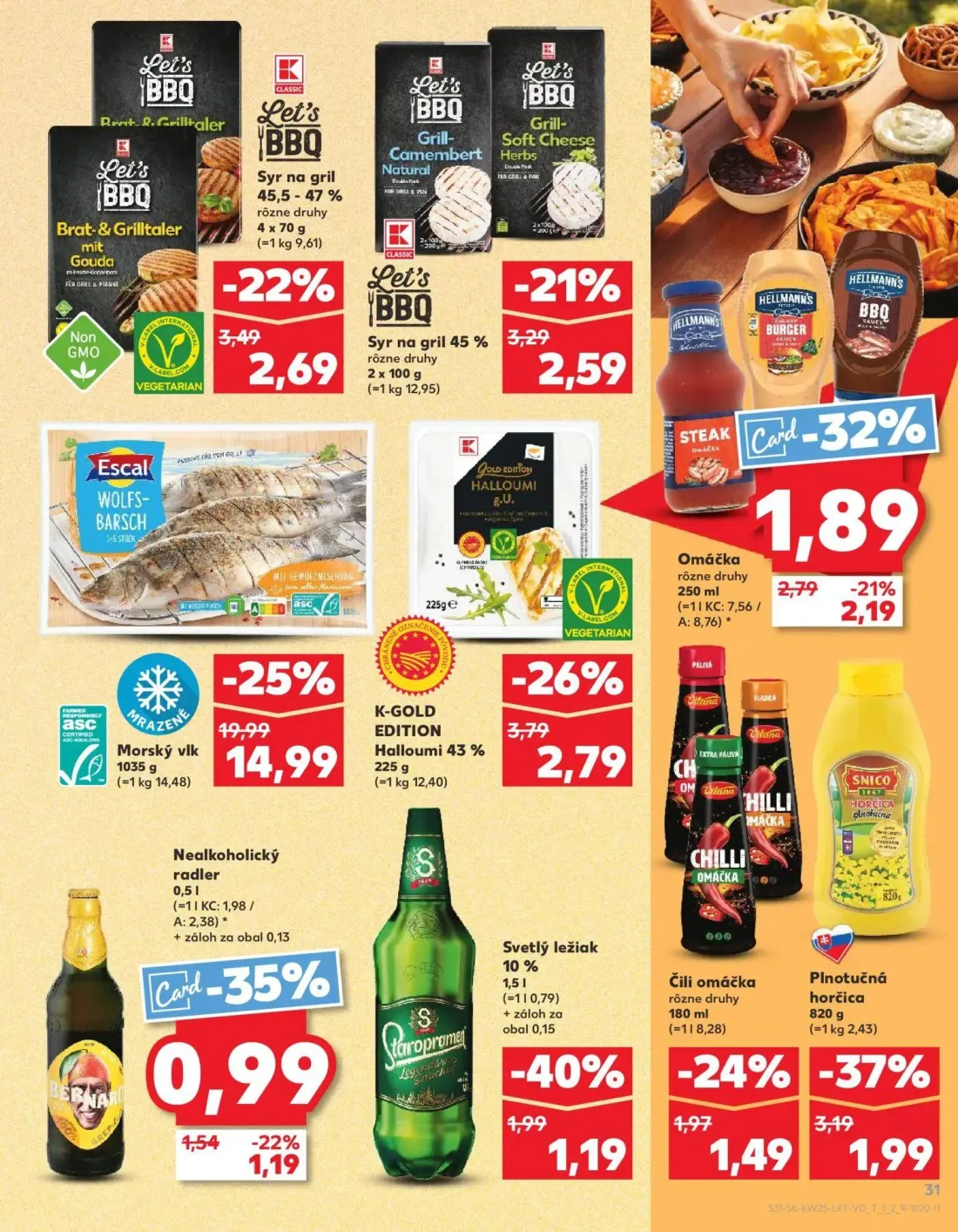 Kaufland leták, strana 31 z 84 — Syr na gril, Svetlý ležiak 10%