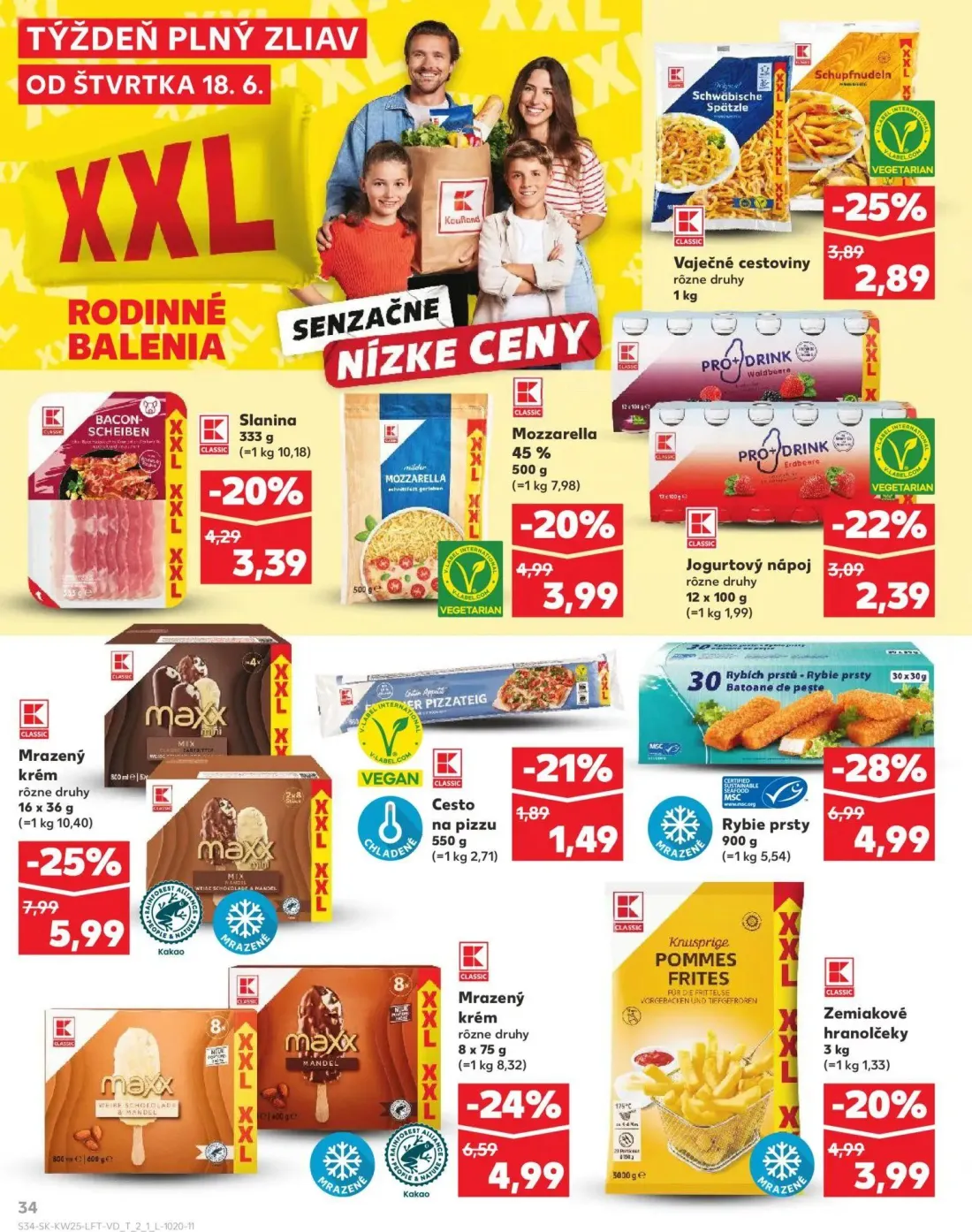 Kaufland leták, strana 34 z 84 — Mrazený krém, Mrazený krém, Zemiakové hranolčeky