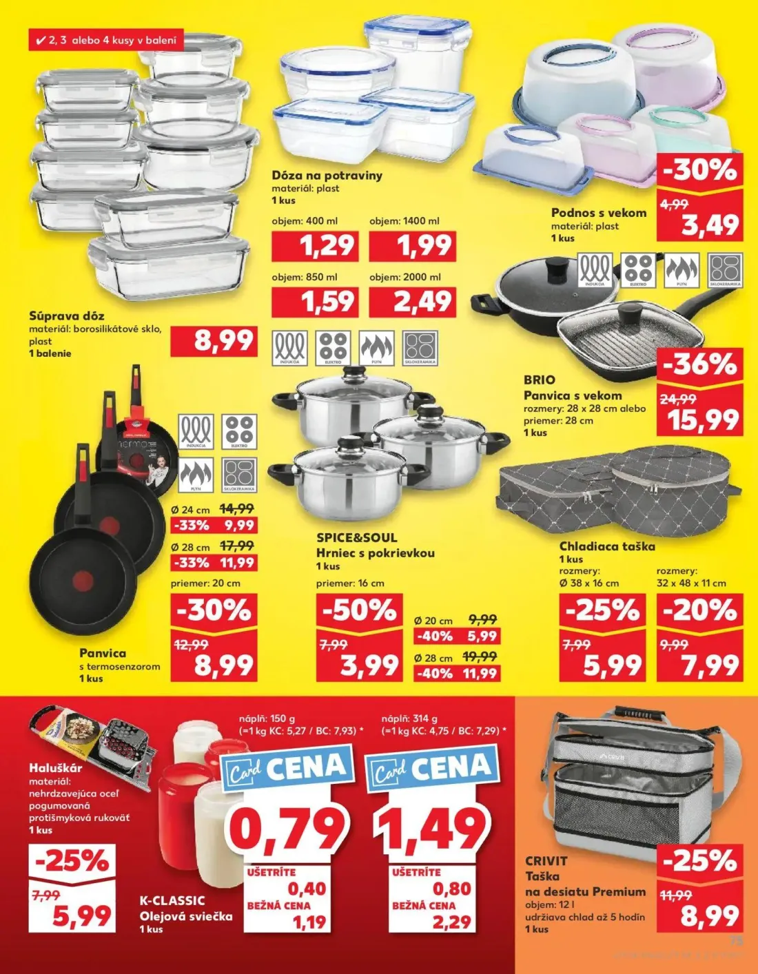 Kaufland leták, strana 75 z 84 — Panvica s termosenzorom, Podnos s vekom, Súprava dóz
