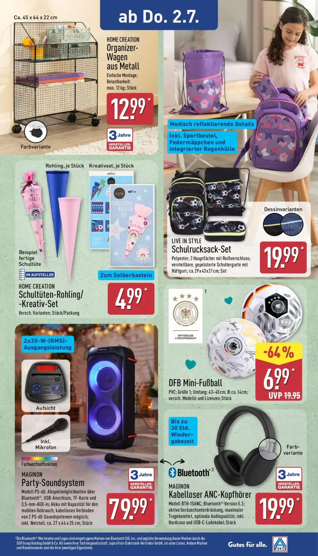 Aldi Nord Prospekt, Seite 13 von 16 — Organizer-Wagen aus Metall, Schulrucksack-Set, Schultüten-Rohling/-Kreativ-Set