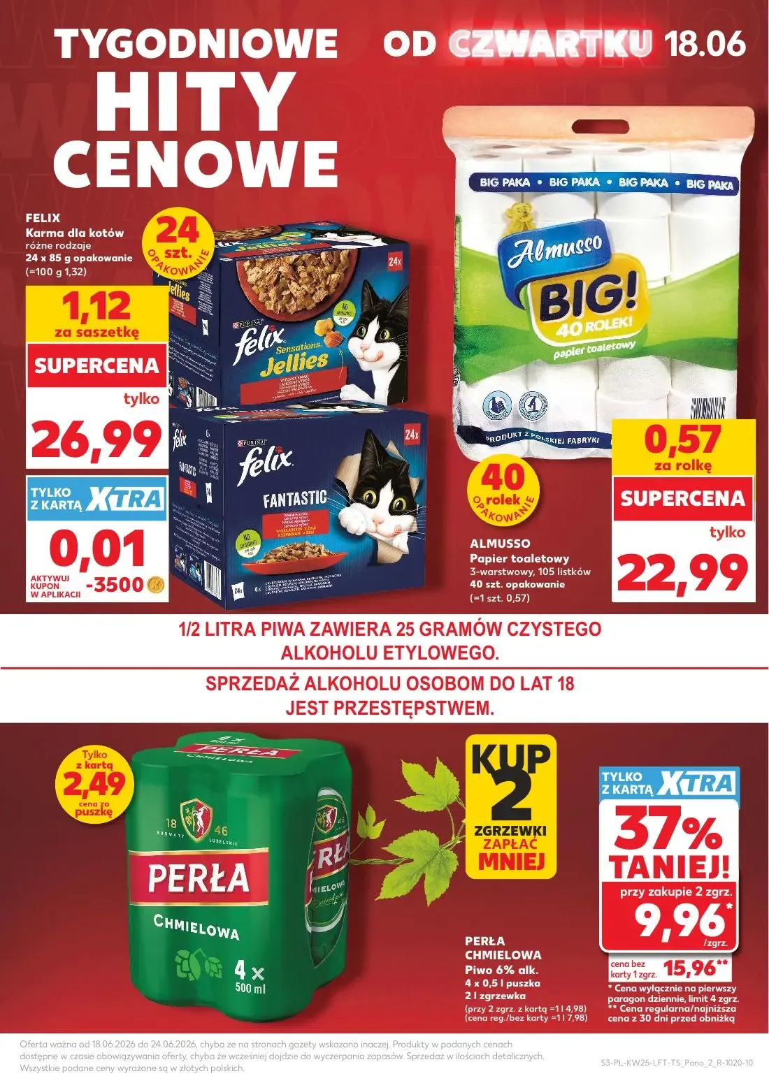 Kaufland gazetka, strona 3 z 70 — FELIX Karma dla kotów, PERŁA CHMIELOWA Piwo 6% alk.