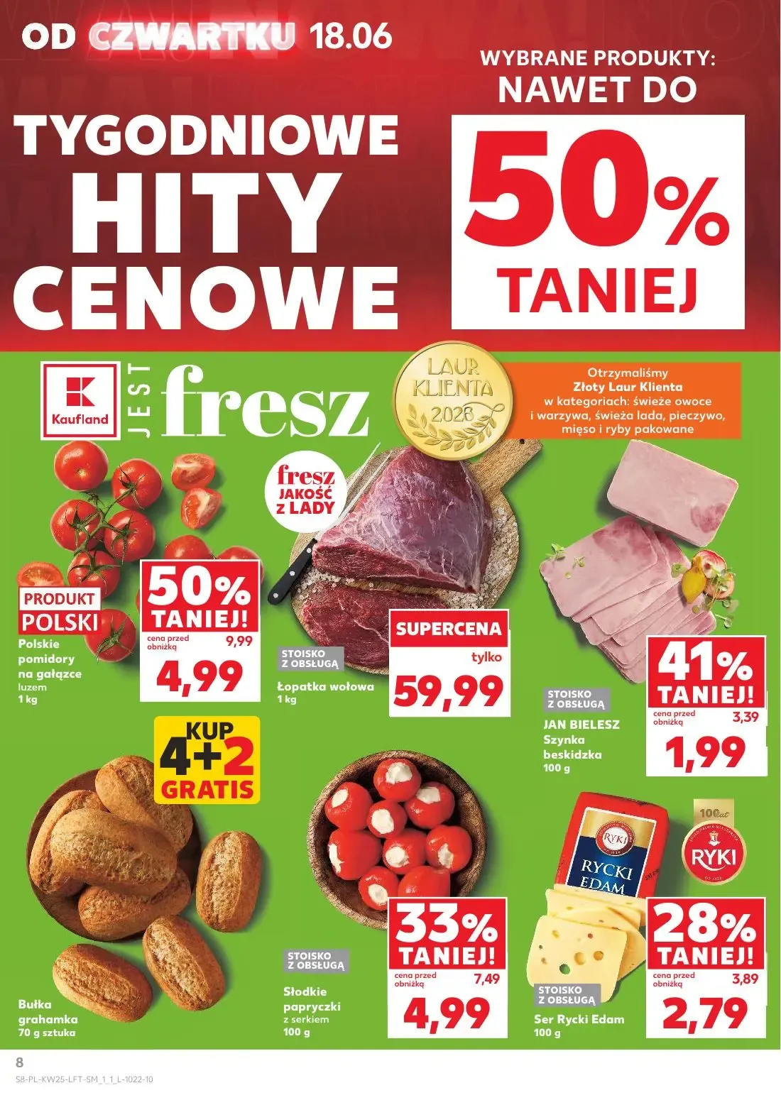 Kaufland gazetka, strona 8 z 70 — Polskie pomidory na gałązce luzem, Słodkie papryczki z serkiem, Ser Rycki Edam