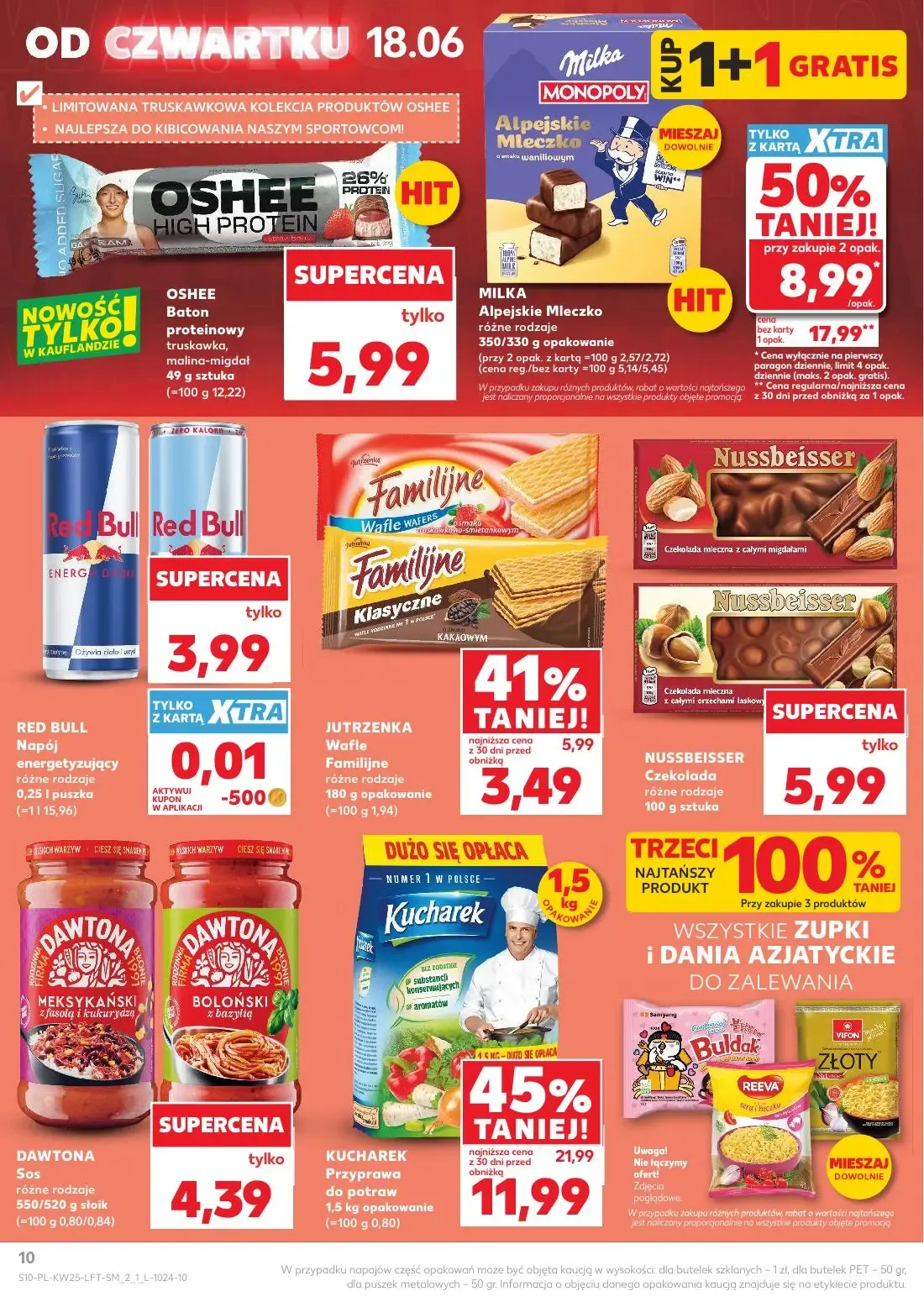 Kaufland gazetka, strona 10 z 70 — KUCHAREK Przyprawa do potraw, MILKA Alpejskie Mleczko, JUTRZENKA Wafle Familijne