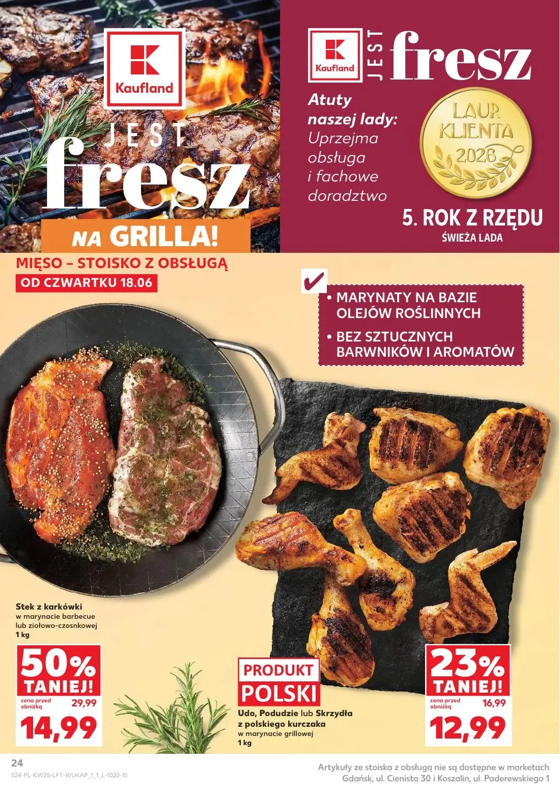 Kaufland gazetka, strona 24 z 70 — Stek z karkówki w marynacie barbecue lub ziołowo-czosnkowej, Udo, Podudzie lub Skrzydła z…