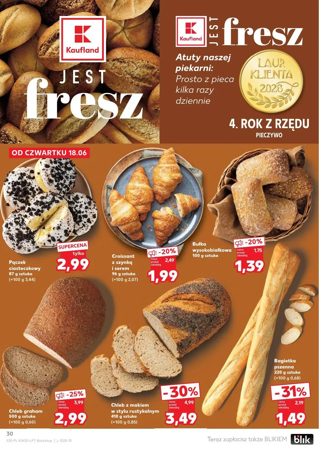 Kaufland gazetka, strona 30 z 70 — Chleb z makiem w stylu rustykalnym, Chleb graham, Bagietka pszenna